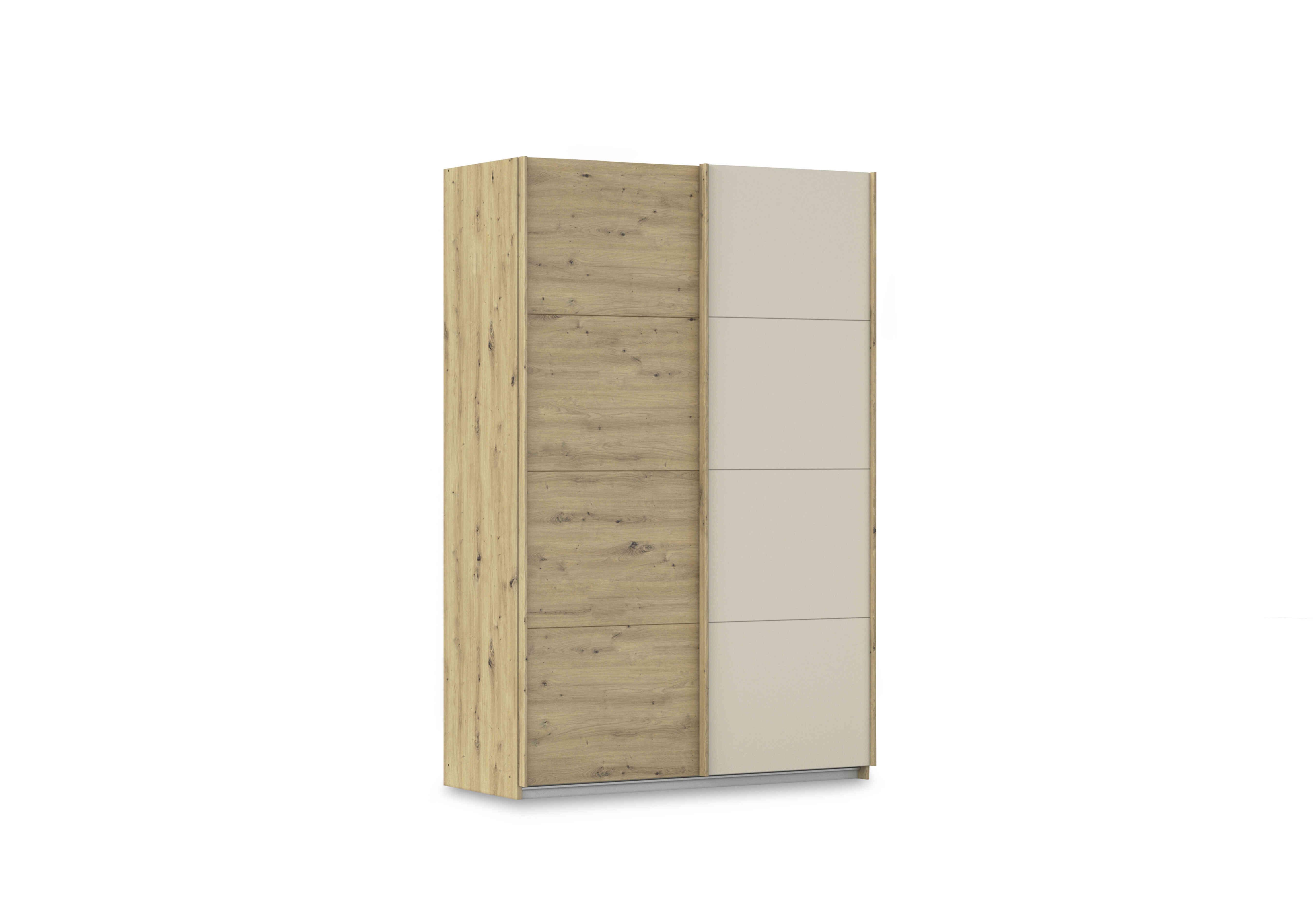 Freja 136cm 2 Door Sliding Two Toned Wardrobe in Ag746 Artisan Oak/ Champagne on Furniture Village