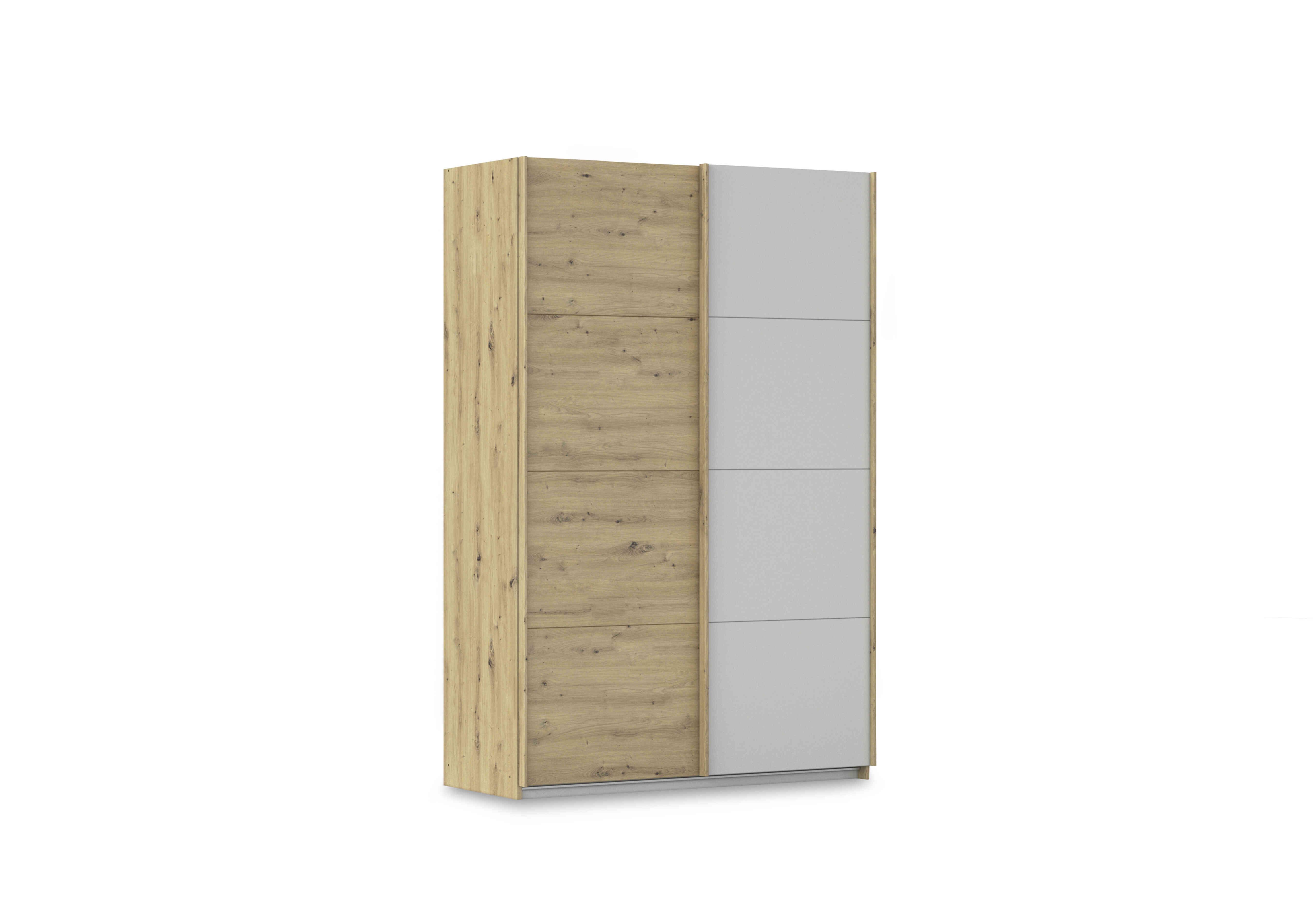 Freja 136cm 2 Door Sliding Two Toned Wardrobe in Ag749 Artisan Oak/ Silk Grey on Furniture Village