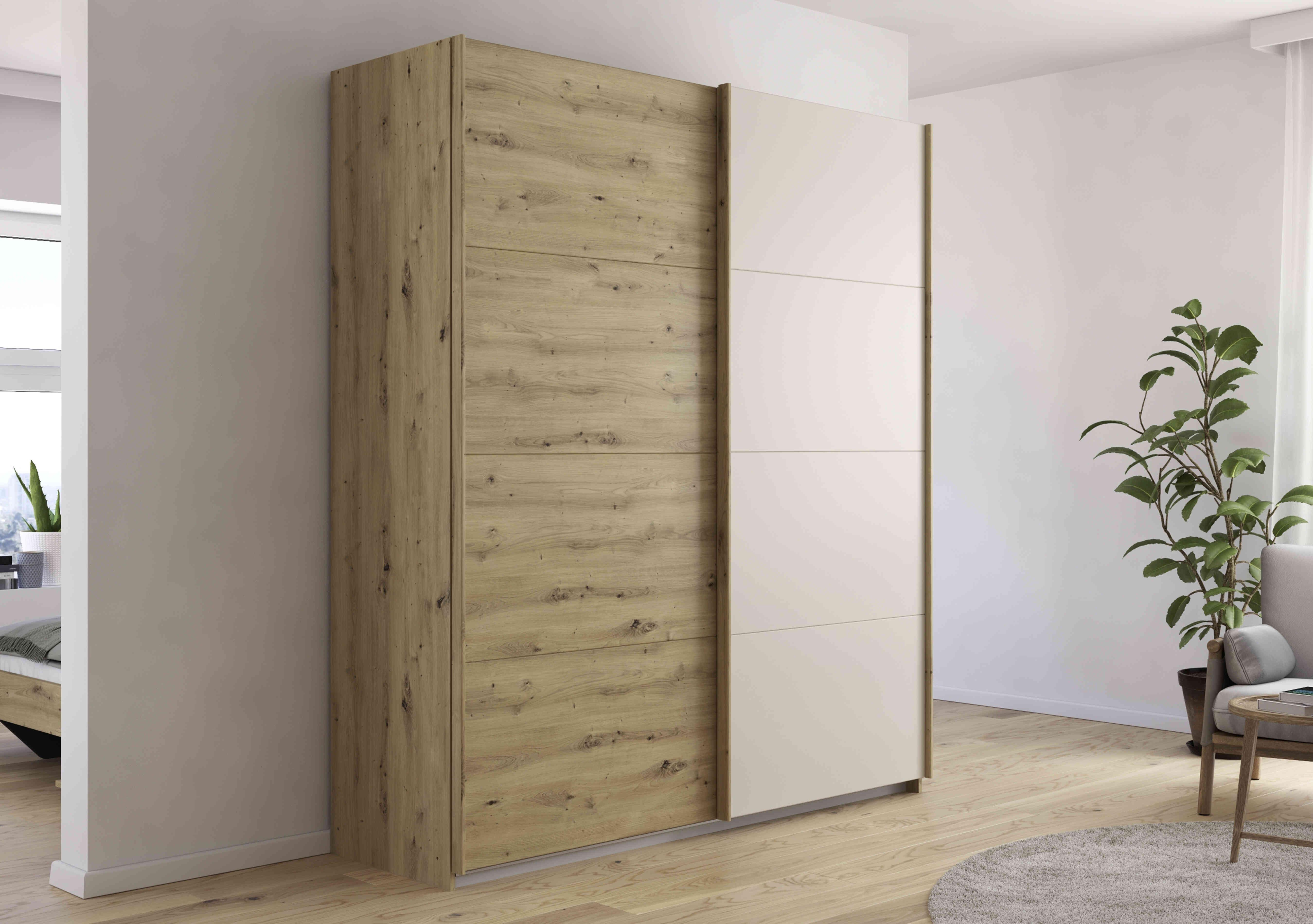 Freja 181cm 2 Door Sliding Two Toned Wardrobe in  on Furniture Village