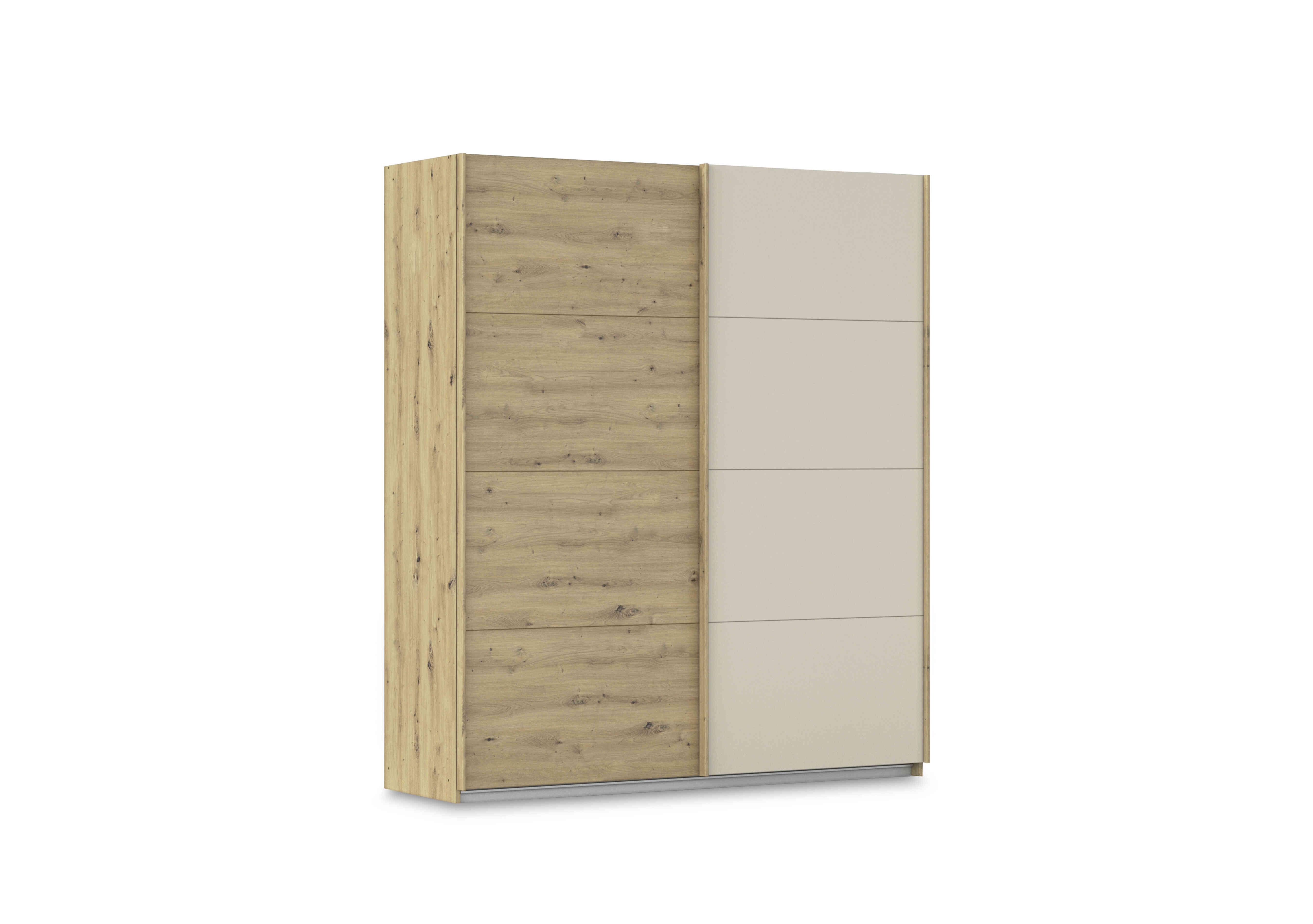 Freja 181cm 2 Door Sliding Two Toned Wardrobe in Ag746 Artisan Oak/ Champagne on Furniture Village