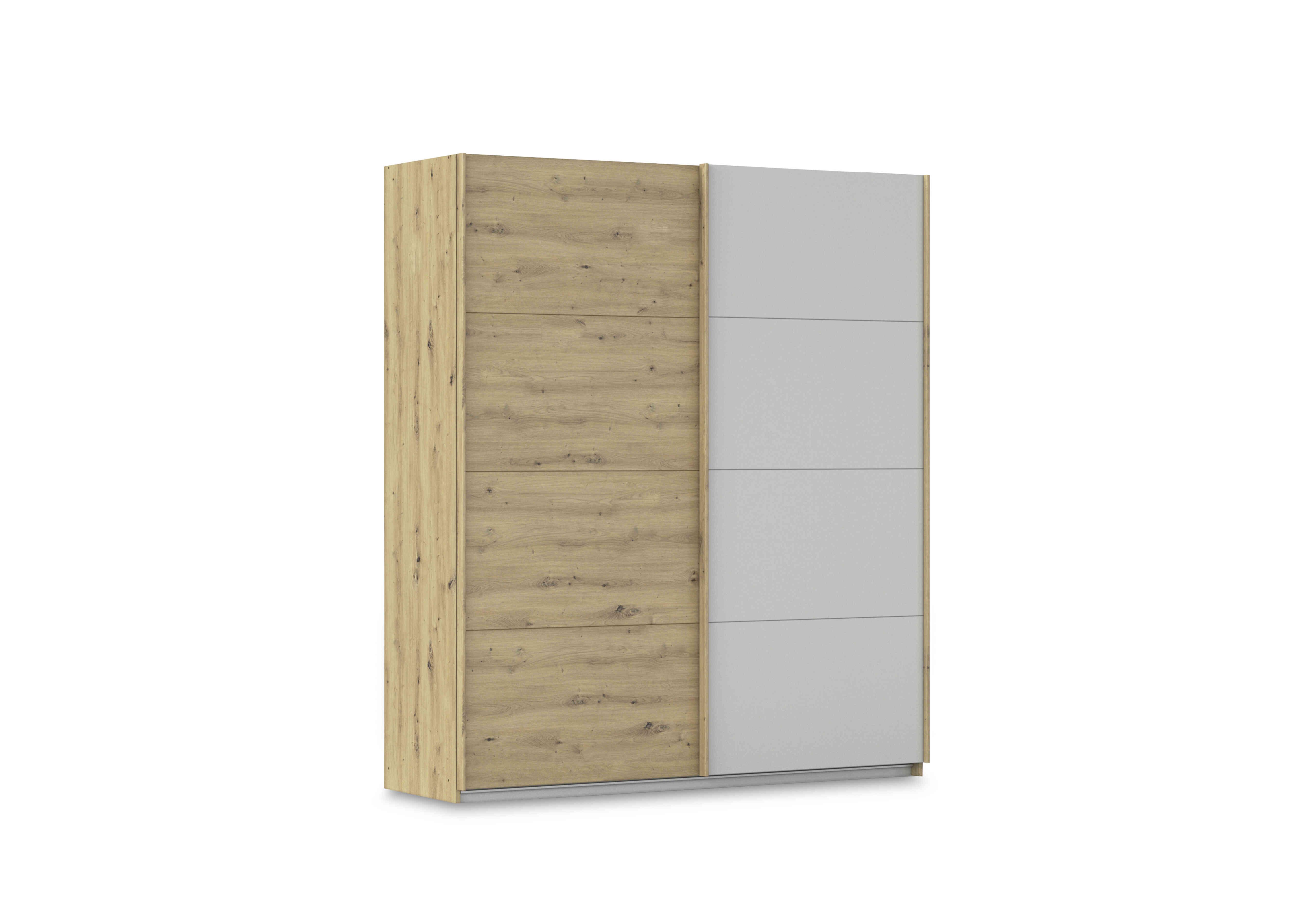 Freja 181cm 2 Door Sliding Two Toned Wardrobe in Ag749 Artisan Oak/ Silk Grey on Furniture Village