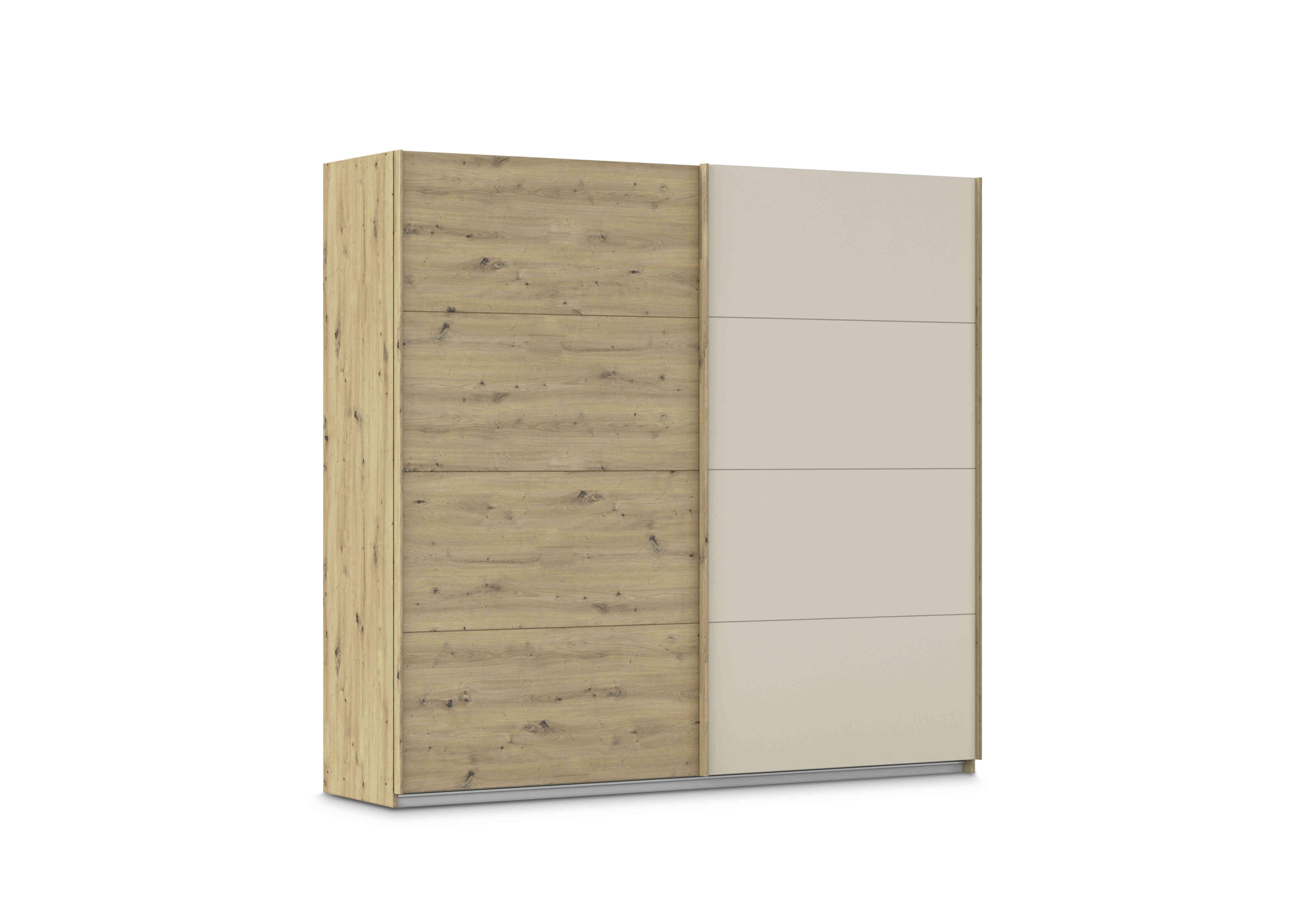 Freja 226cm 2 Door Sliding Two Toned Wardrobe in Ag746 Artisan Oak/ Champagne on Furniture Village