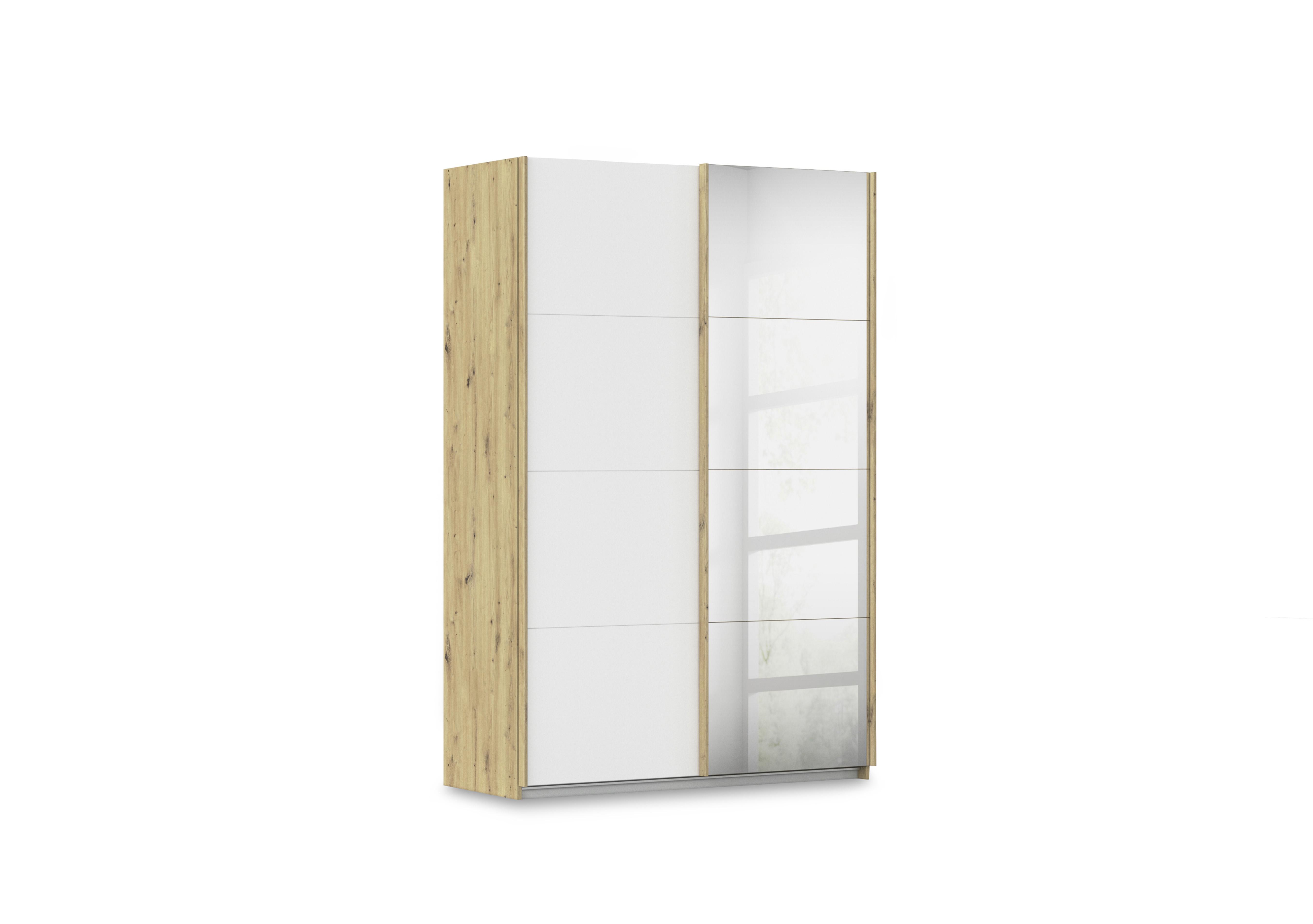 Freja 136cm 2 Door Sliding Decor Wardrobe With Mirror Door in Ag747 Alpine White on Furniture Village