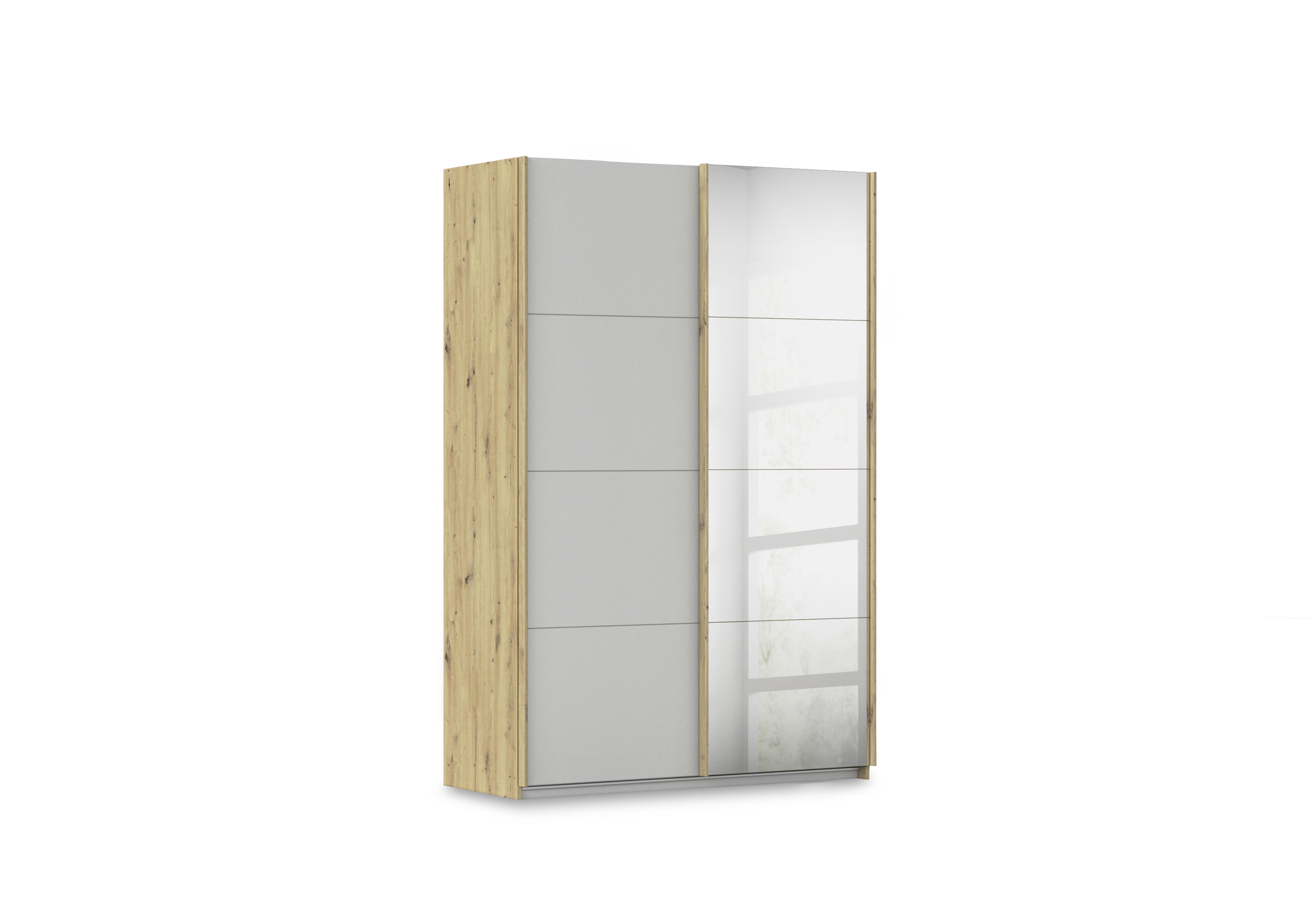 Freja 136cm 2 Door Sliding Decor Wardrobe With Mirror Door in Ag748 Silk Grey on Furniture Village