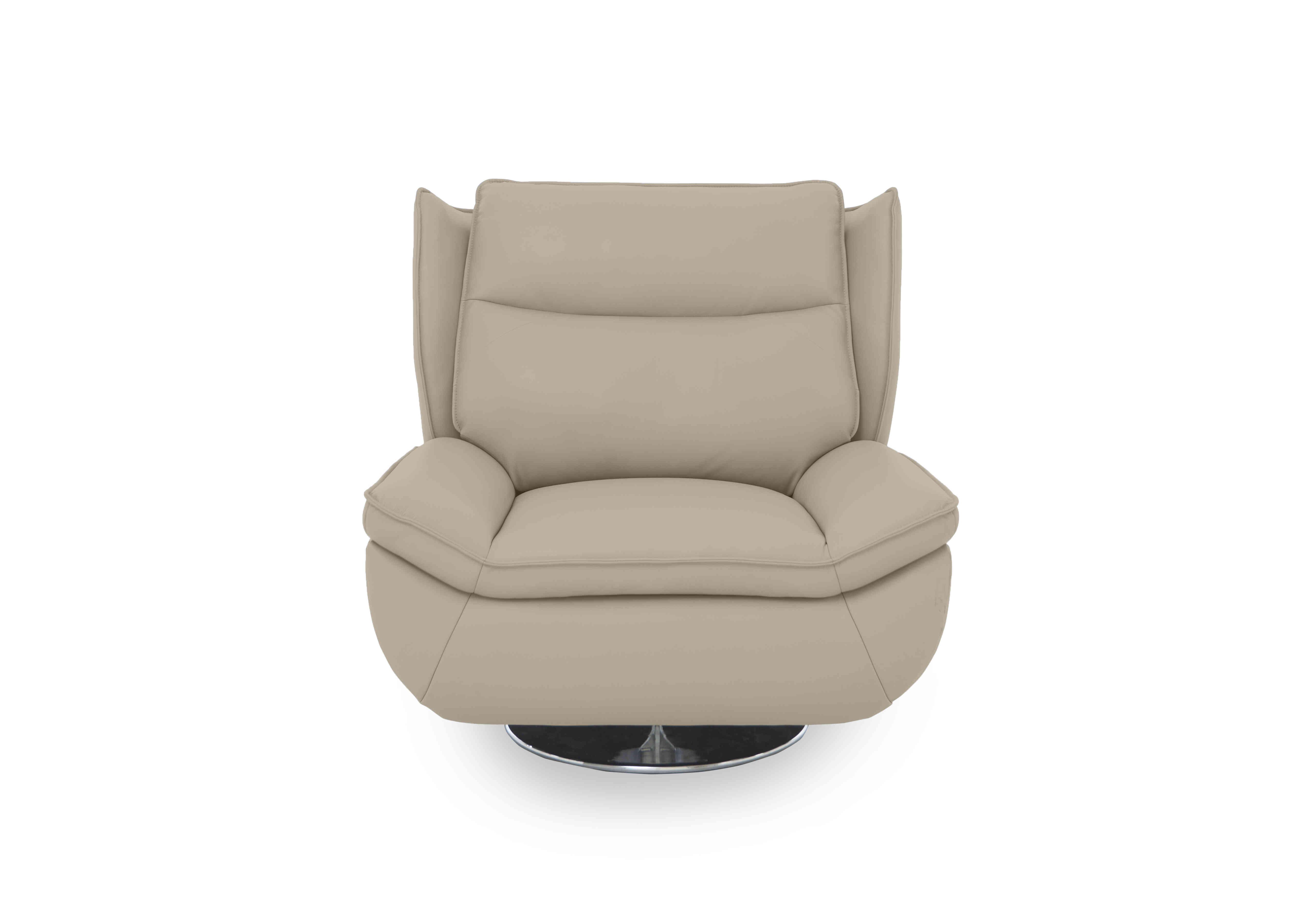 Vinny Leather Swivel Chair in Cat-40/08 Oyster on Furniture Village