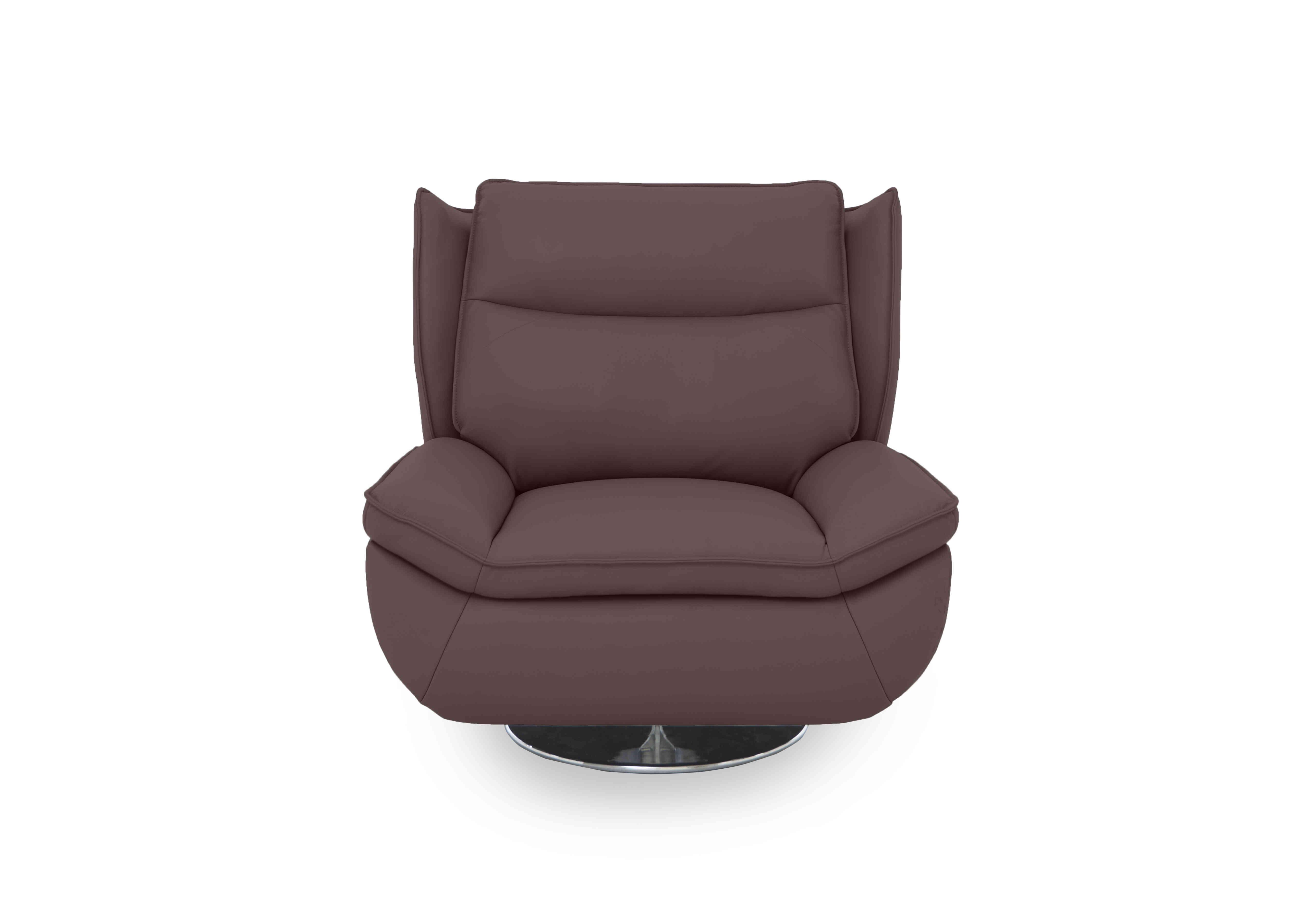 Vinny Leather Swivel Chair in Cat-40/30 Oslo Mulberry on Furniture Village