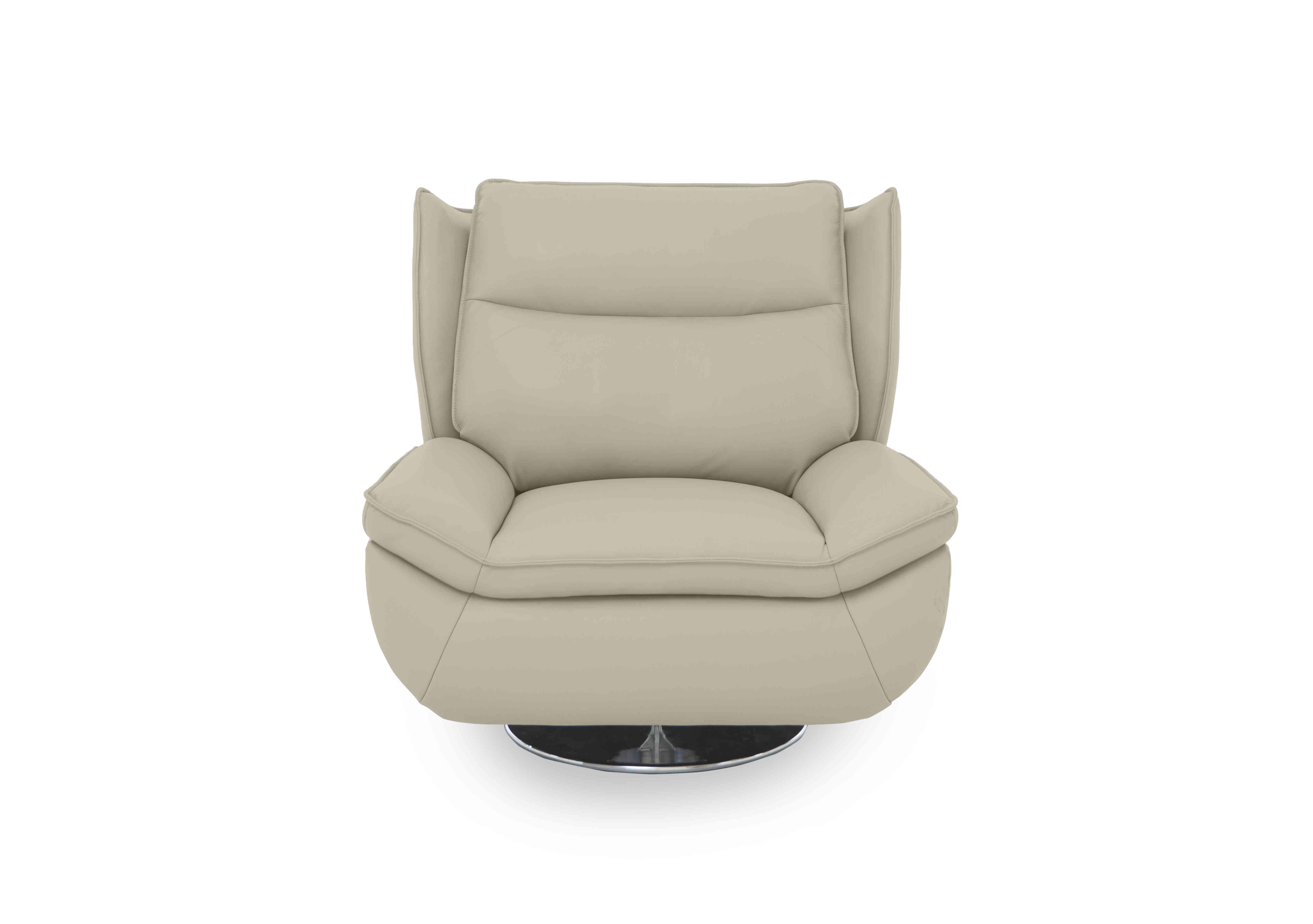 Vinny Leather Swivel Chair in Cat-60/05 Bone China on Furniture Village