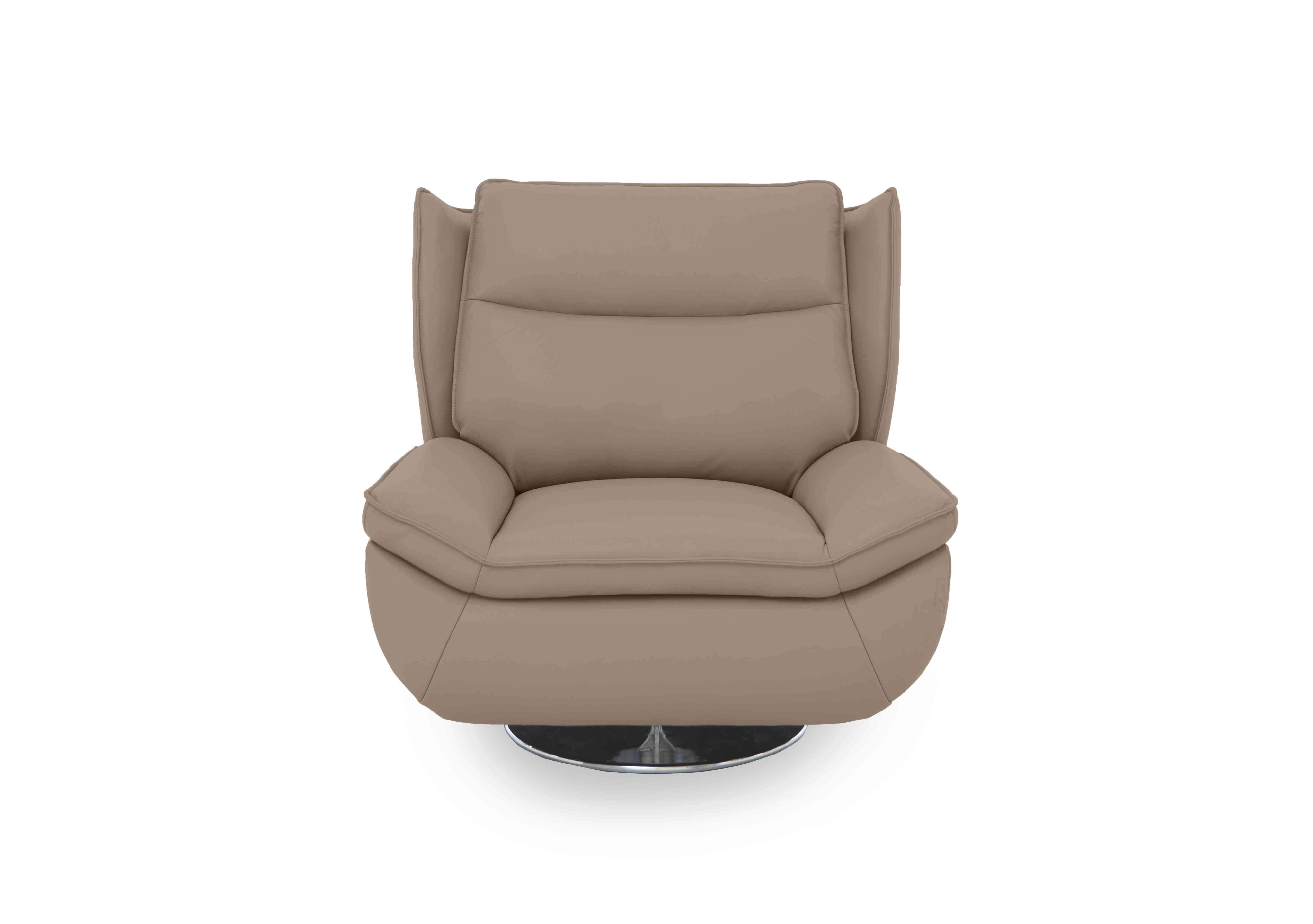 Vinny Leather Swivel Chair in Cat-60/06 Barley on Furniture Village