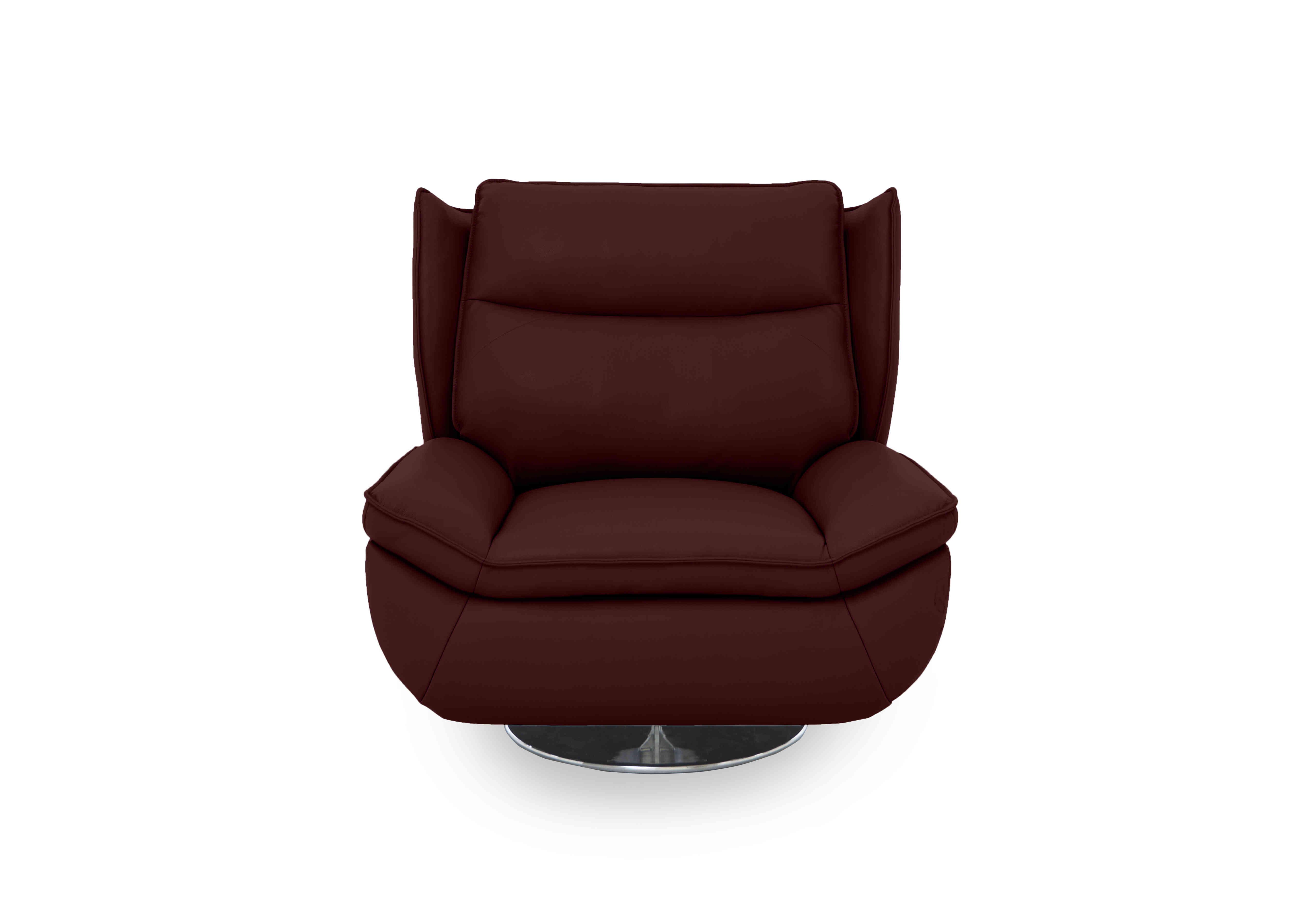 Vinny Leather Swivel Chair in Cat-60/15 Ruby on Furniture Village
