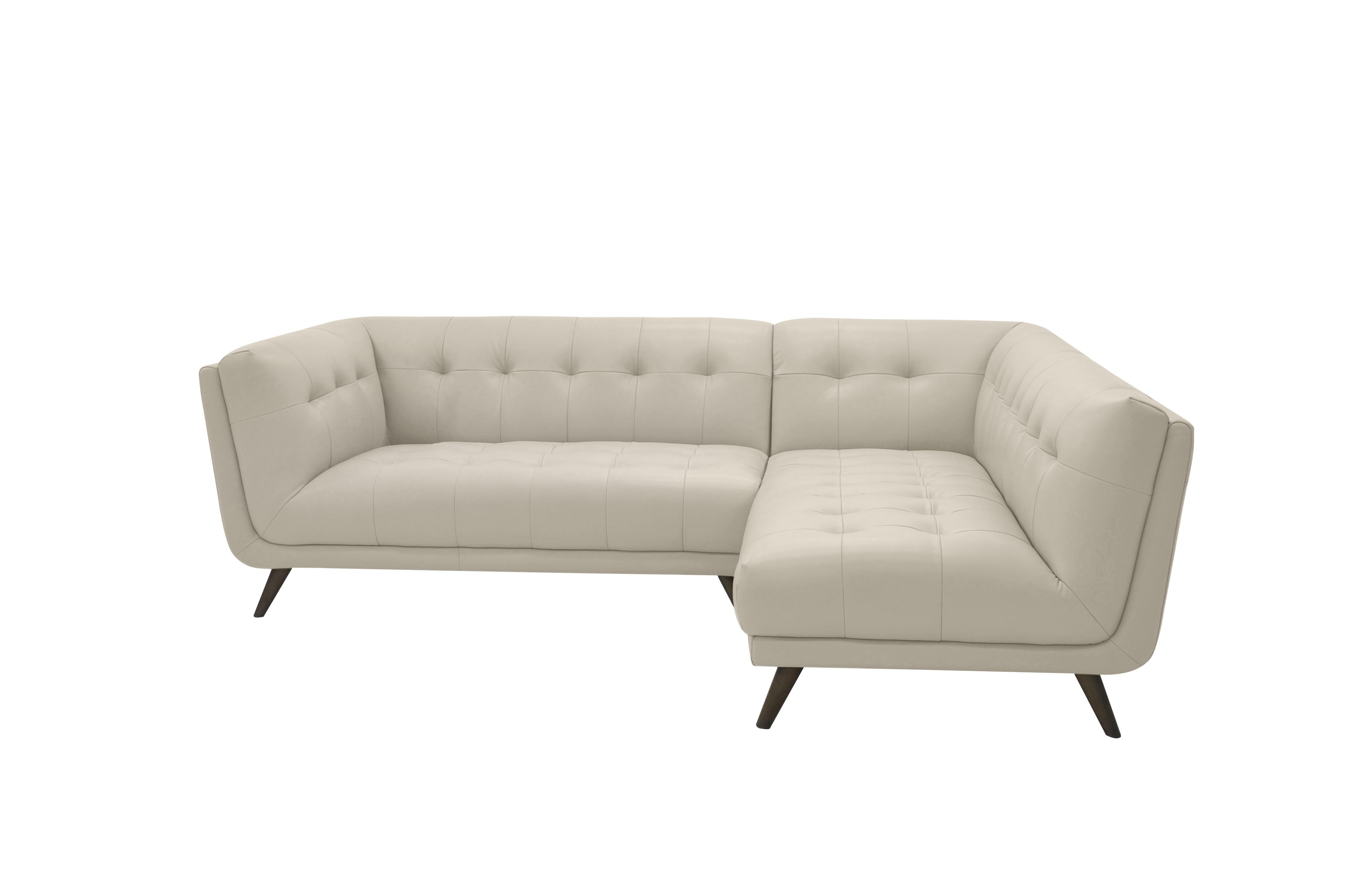 Rene Leather Chaise End Corner Sofa in Florida Lead Grey on Furniture Village