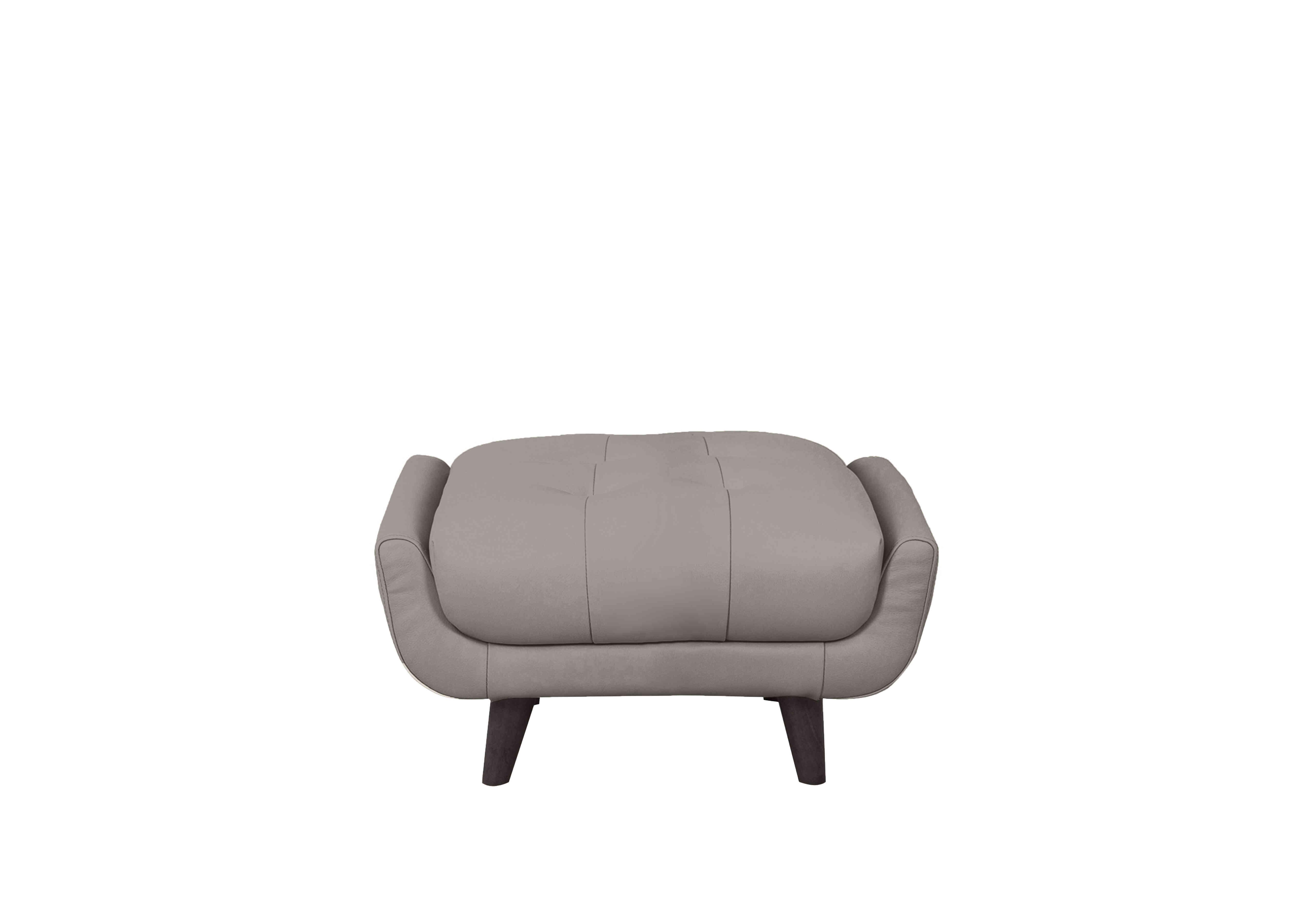 Rene Small Leather Footstool in Montana New Grey on Furniture Village