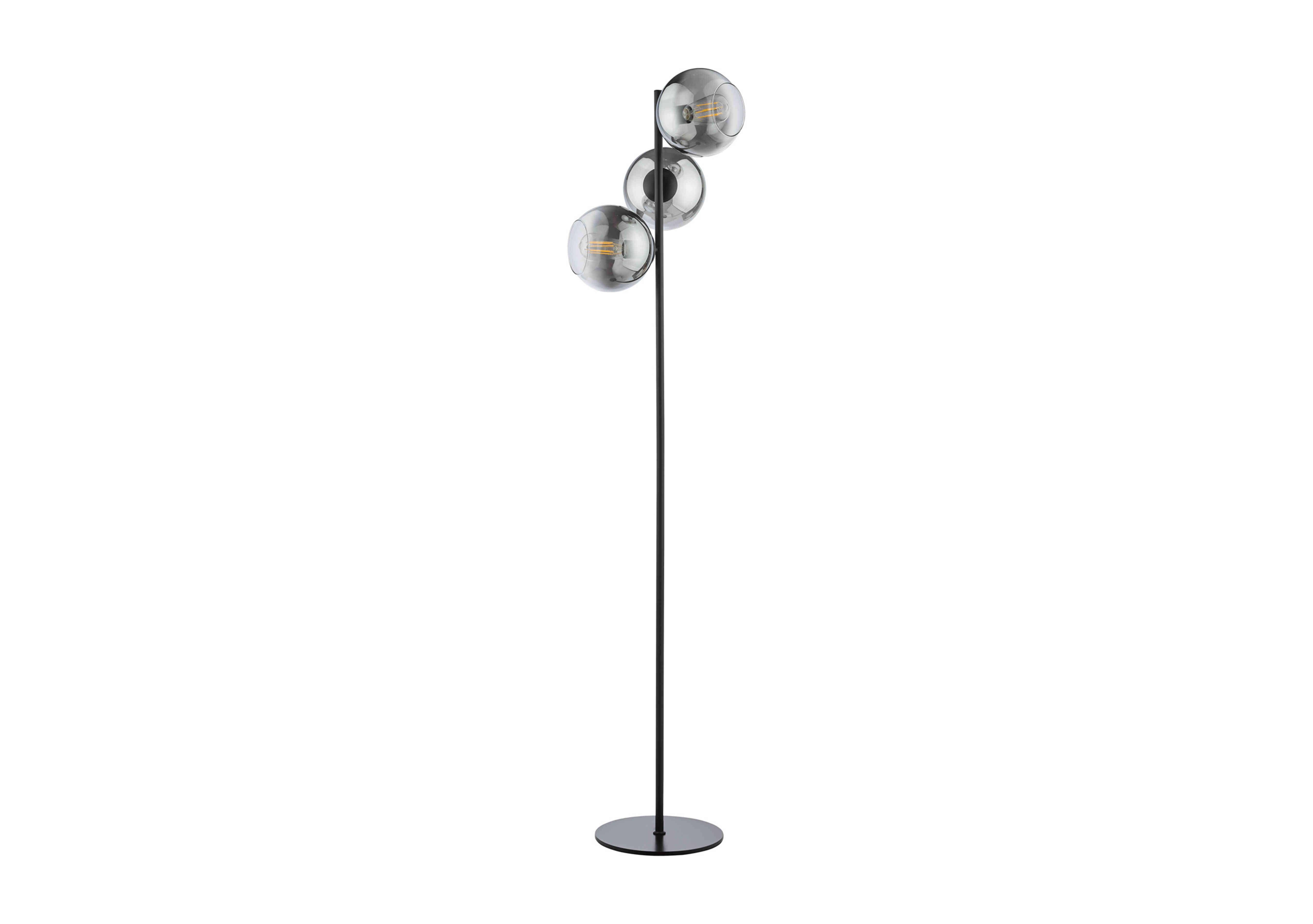 Lycia 3 Light Floor Lamp in Black Smoked Glass on Furniture Village