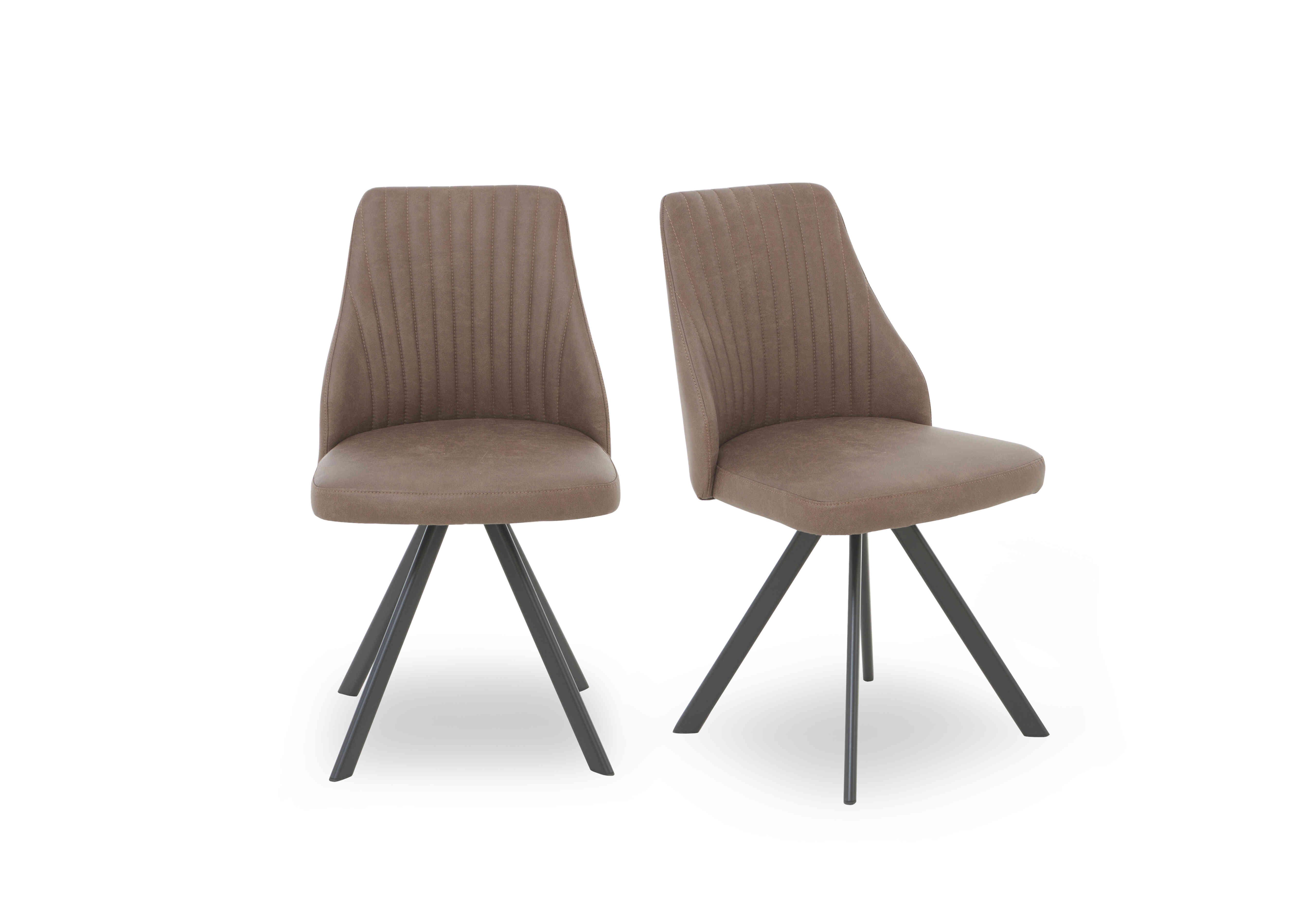 Vida Pair of Swivel Dining Chairs in Brown on Furniture Village