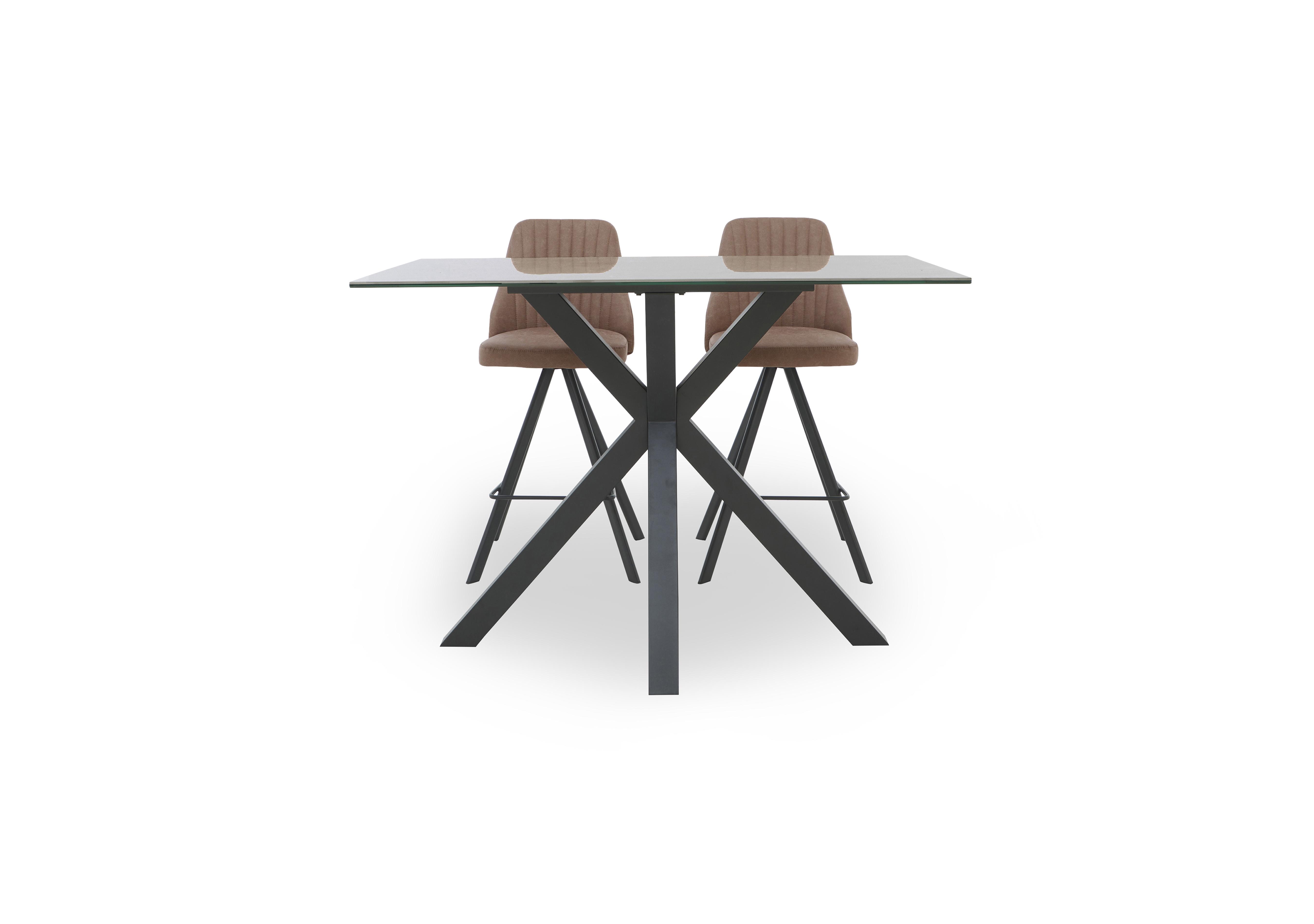 Vida Grey Bar Table and 2 Swivel Bar Stools in Brown on Furniture Village