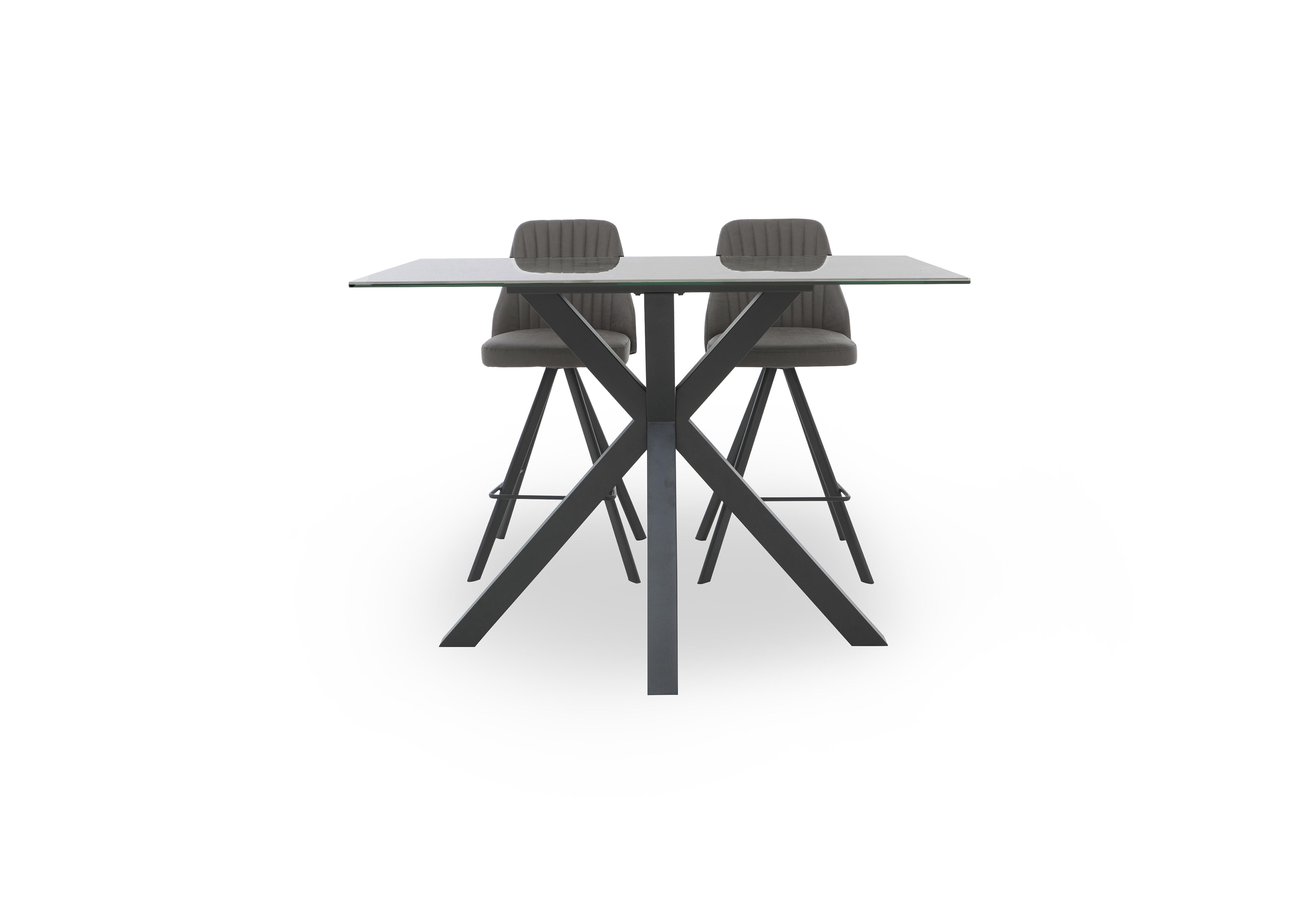 Vida Grey Bar Table and 2 Swivel Bar Stools in Dark Grey on Furniture Village