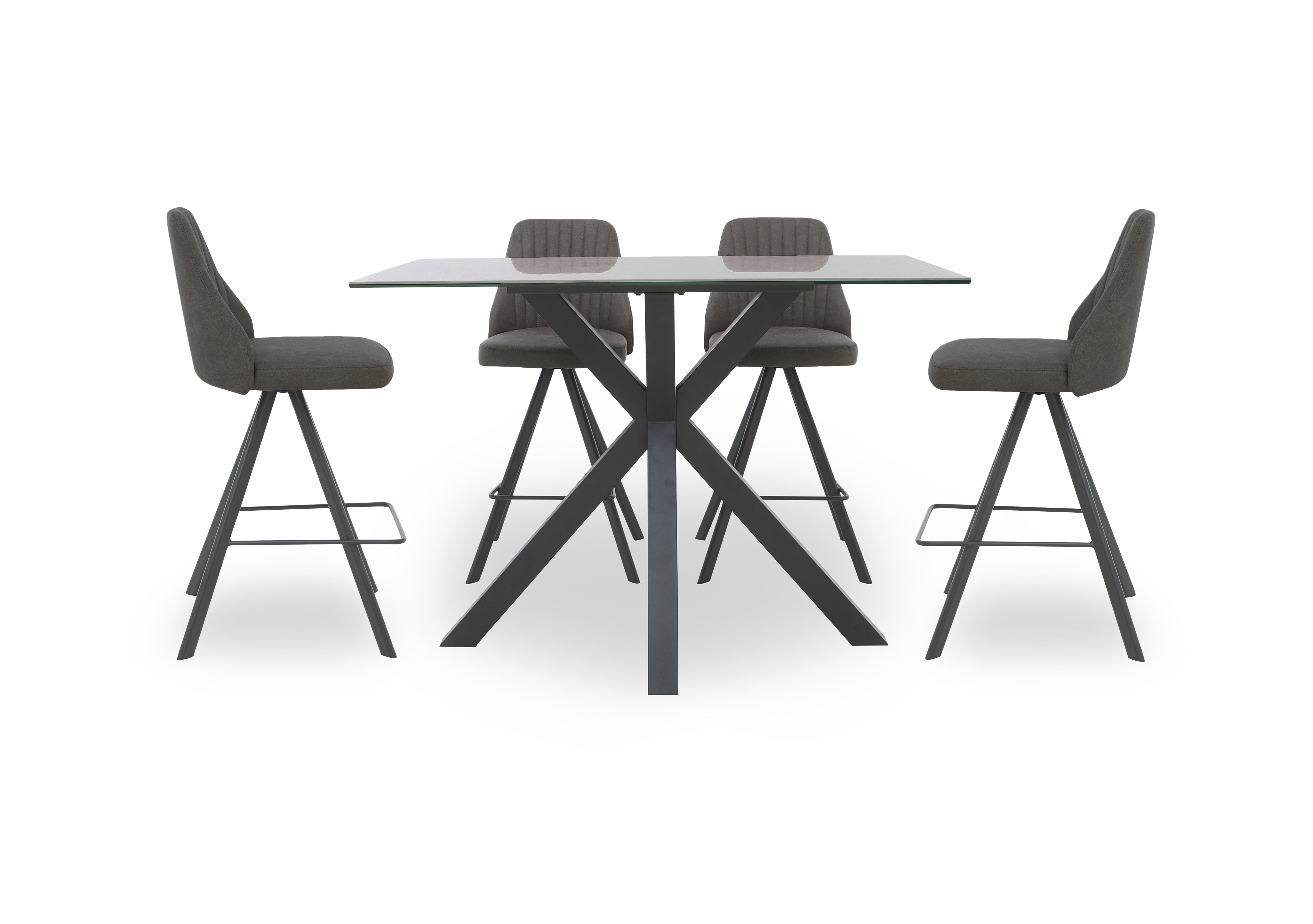 Vida Grey Bar Table and 4 Swivel Bar Stools in Dark Grey on Furniture Village