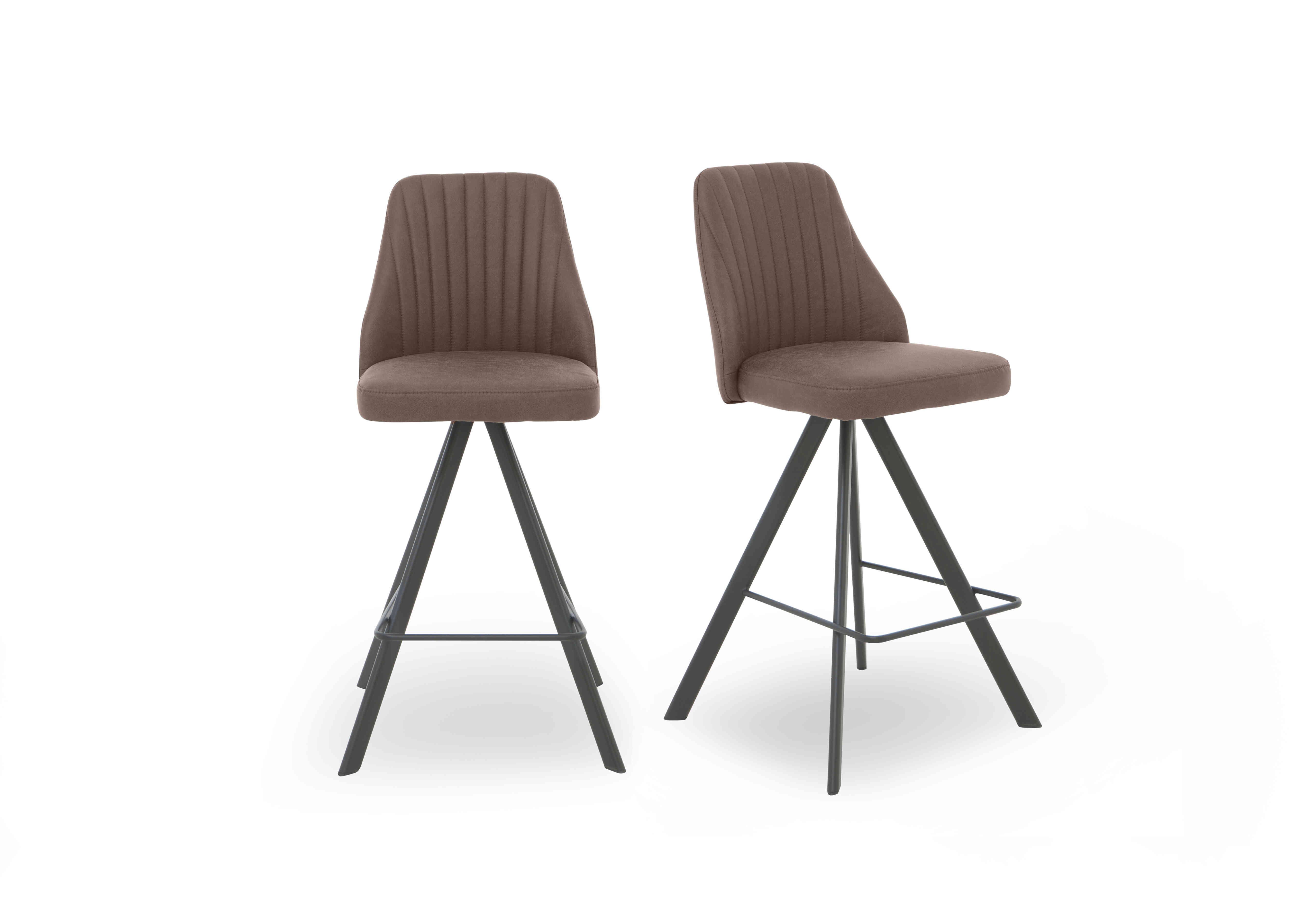 Vida Pair of Swivel Bar Stools in Brown on Furniture Village