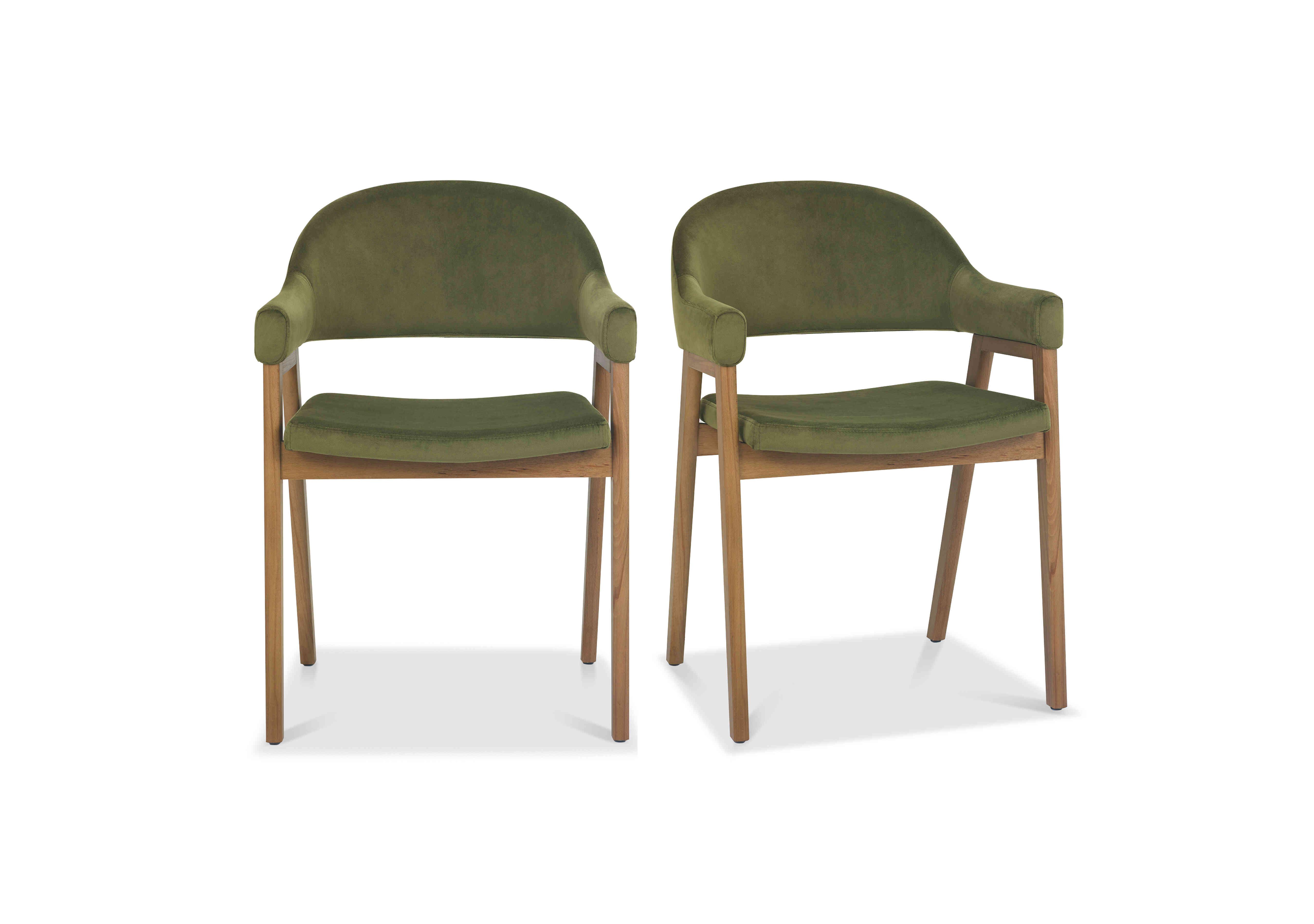 Stratford Pair of Fabric Dining Arm Chairs in Cedar Velvet on Furniture Village