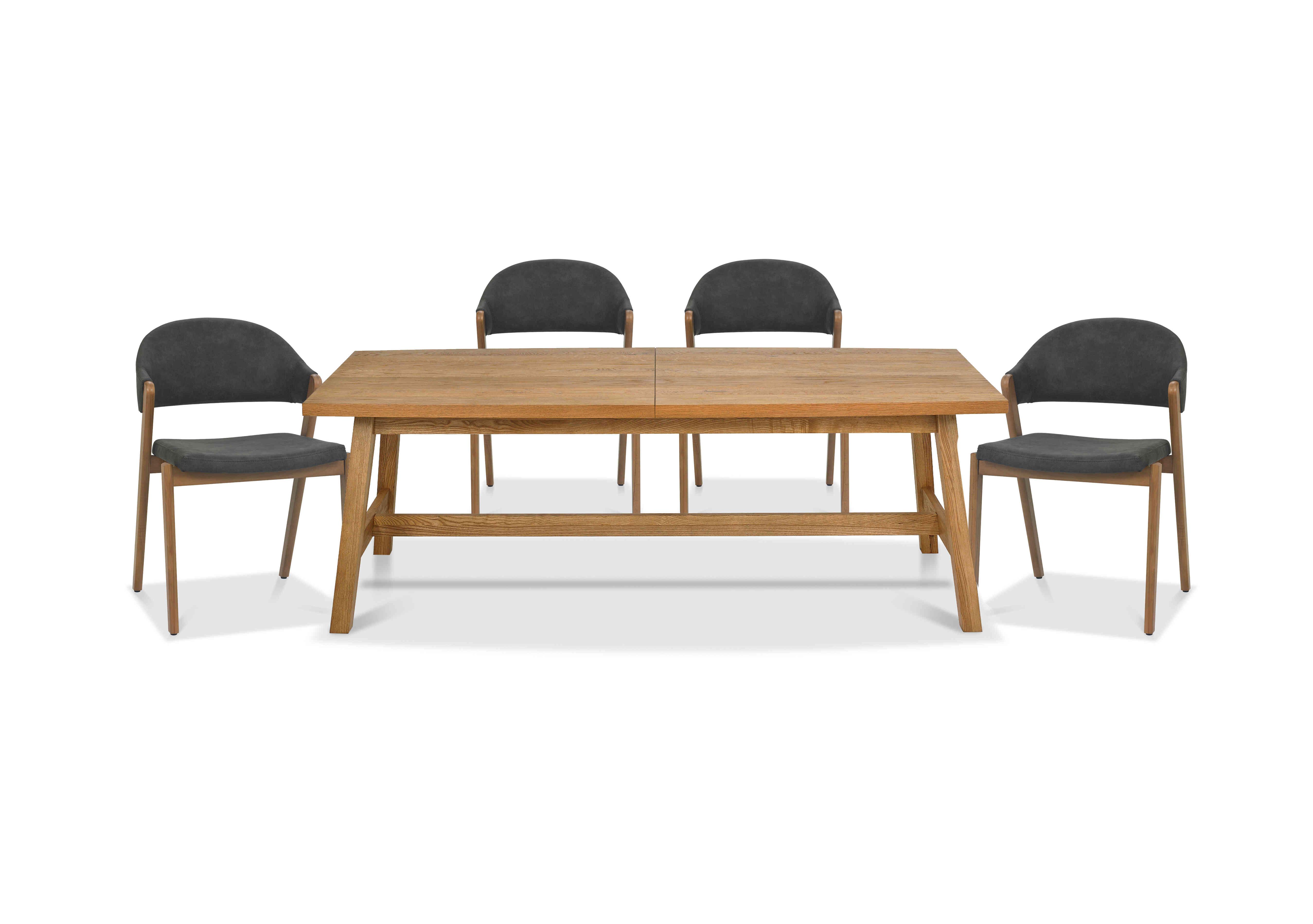 Stratford Large Extending Dining Table with 4 Fabric Dining Chairs in Dark Grey on Furniture Village