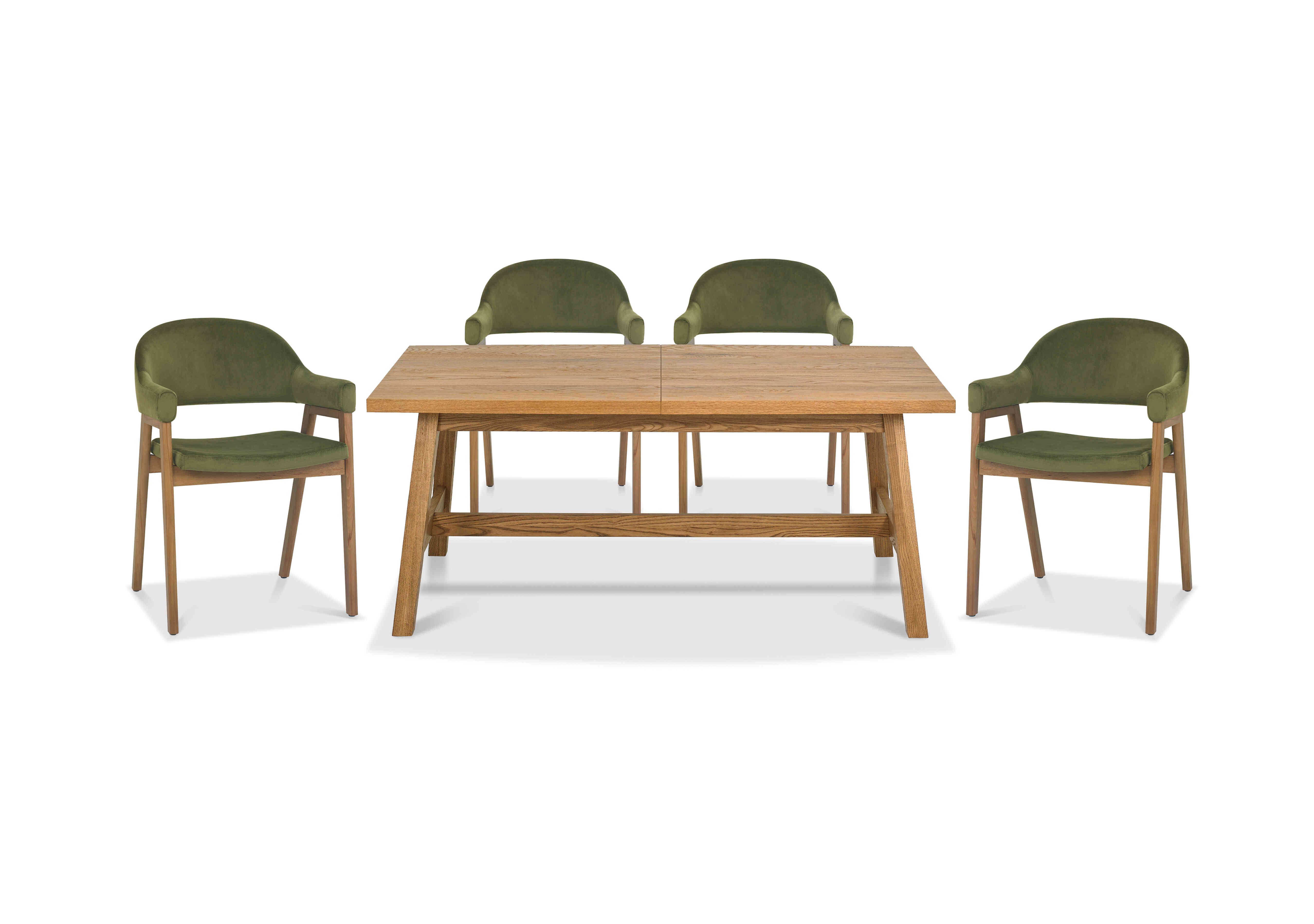 Stratford Small Extending Dining Table with 4 Fabric Dining Arm Chairs in Cedar Velvet on Furniture Village