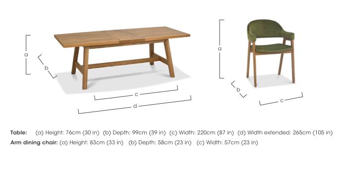 Stratford Large Extending Dining Table with 4 Fabric Dining Arm Chairs in  on Furniture Village