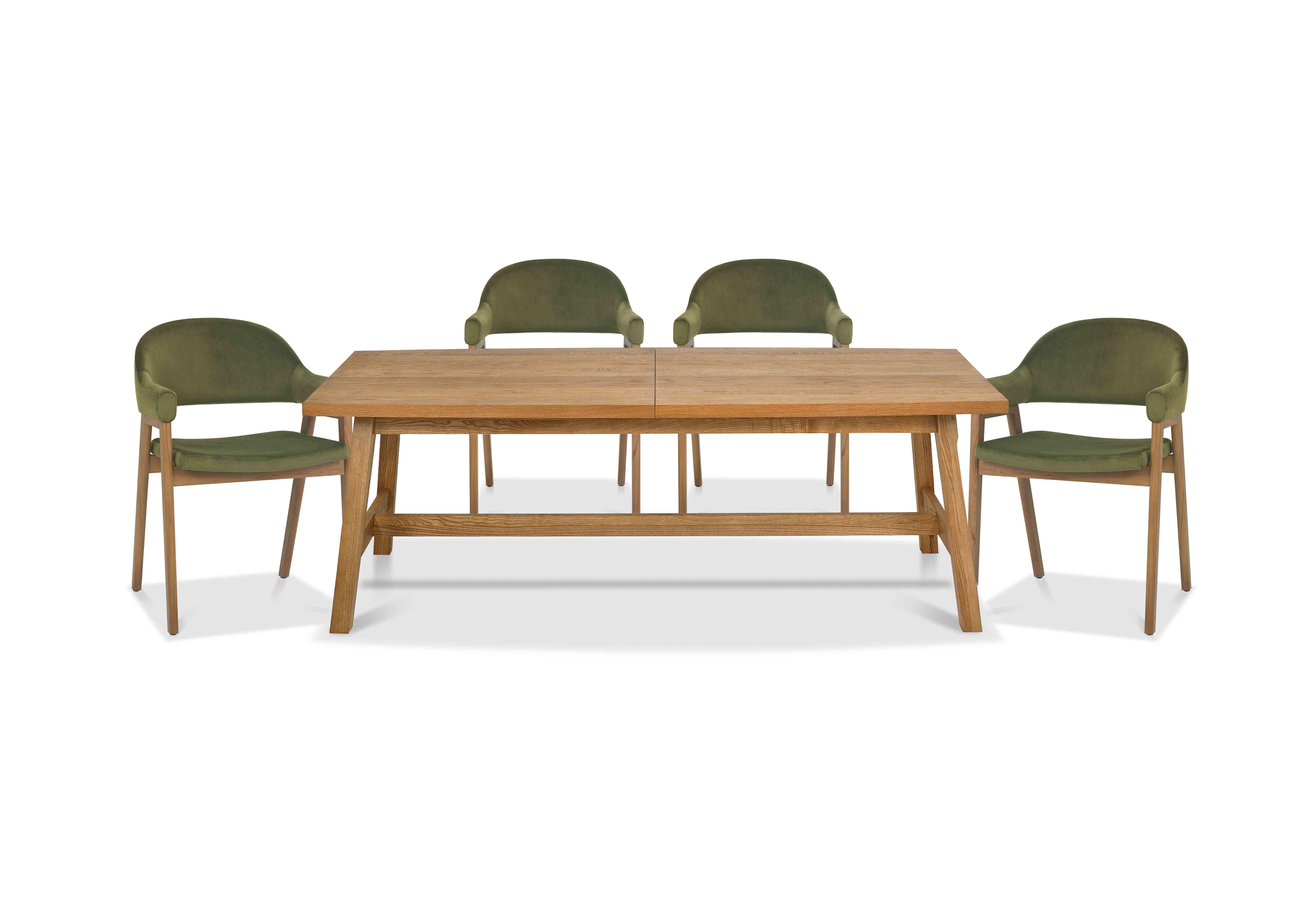 Stratford Large Extending Dining Table with 4 Fabric Dining Arm Chairs in Cedar Velvet on Furniture Village