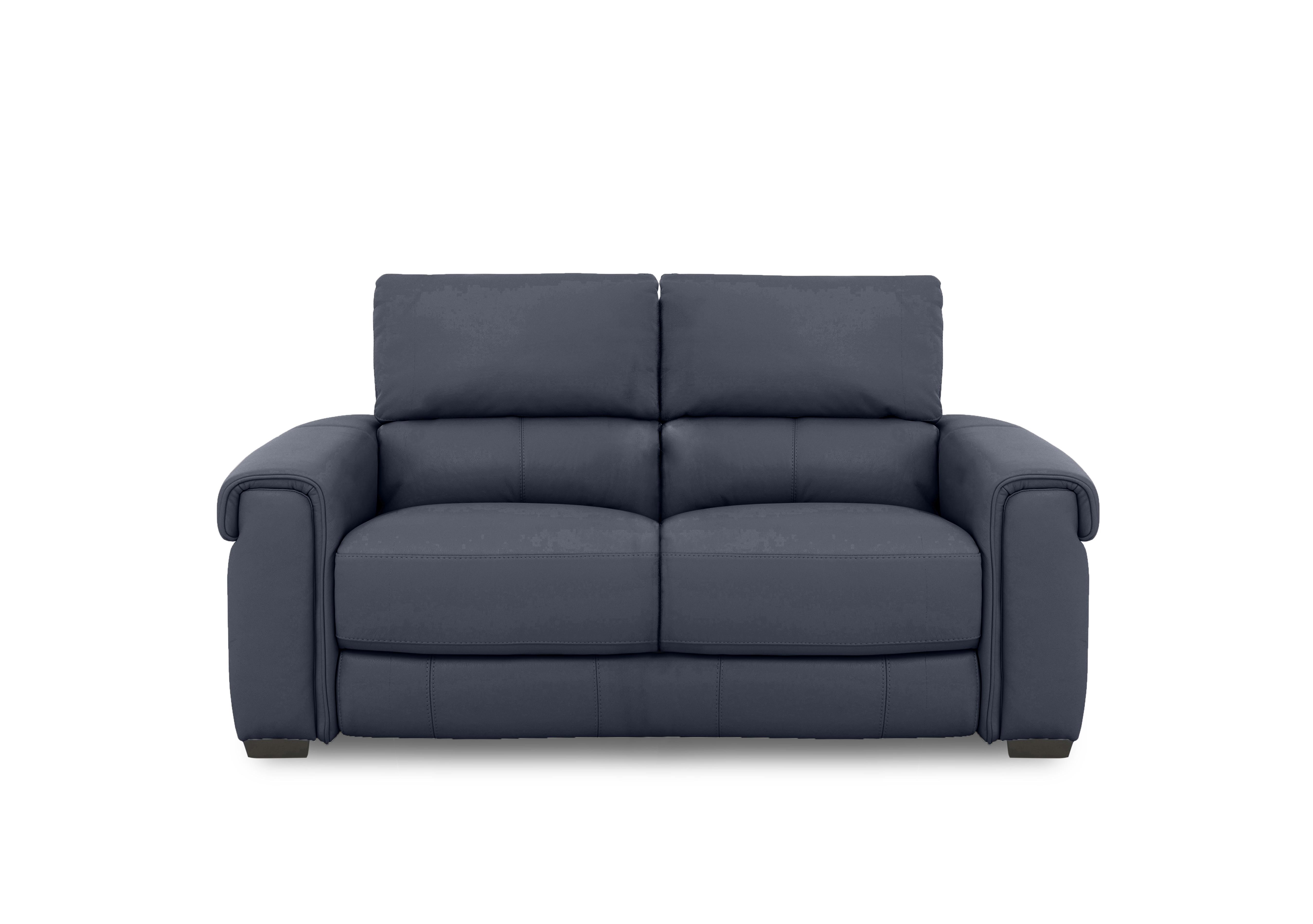 Nixon Leather 2 Seater Sofa in Bv-313e Ocean Blue on Furniture Village