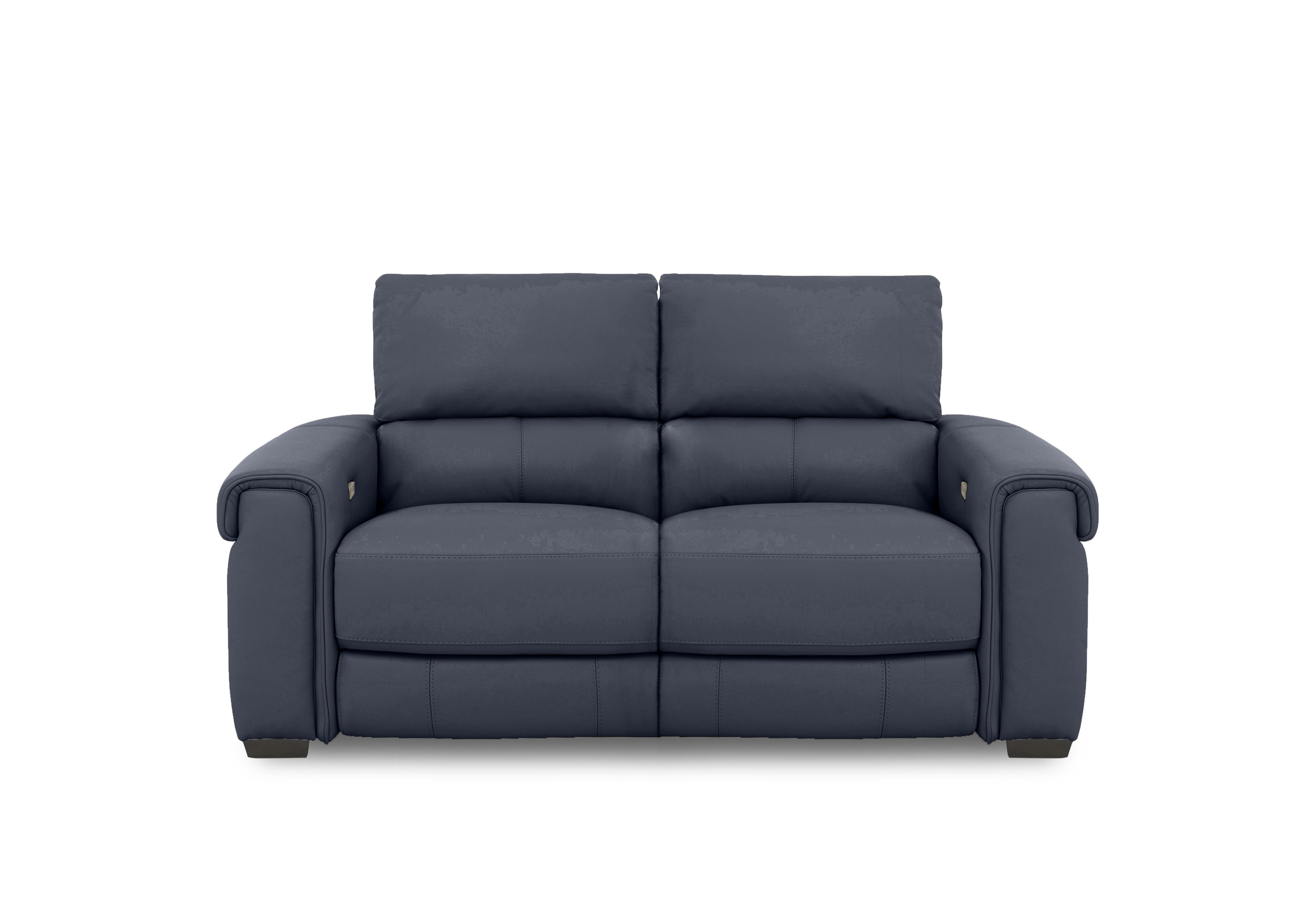 Nixon Leather 2 Seater Sofa in Bv-313e Ocean Blue on Furniture Village