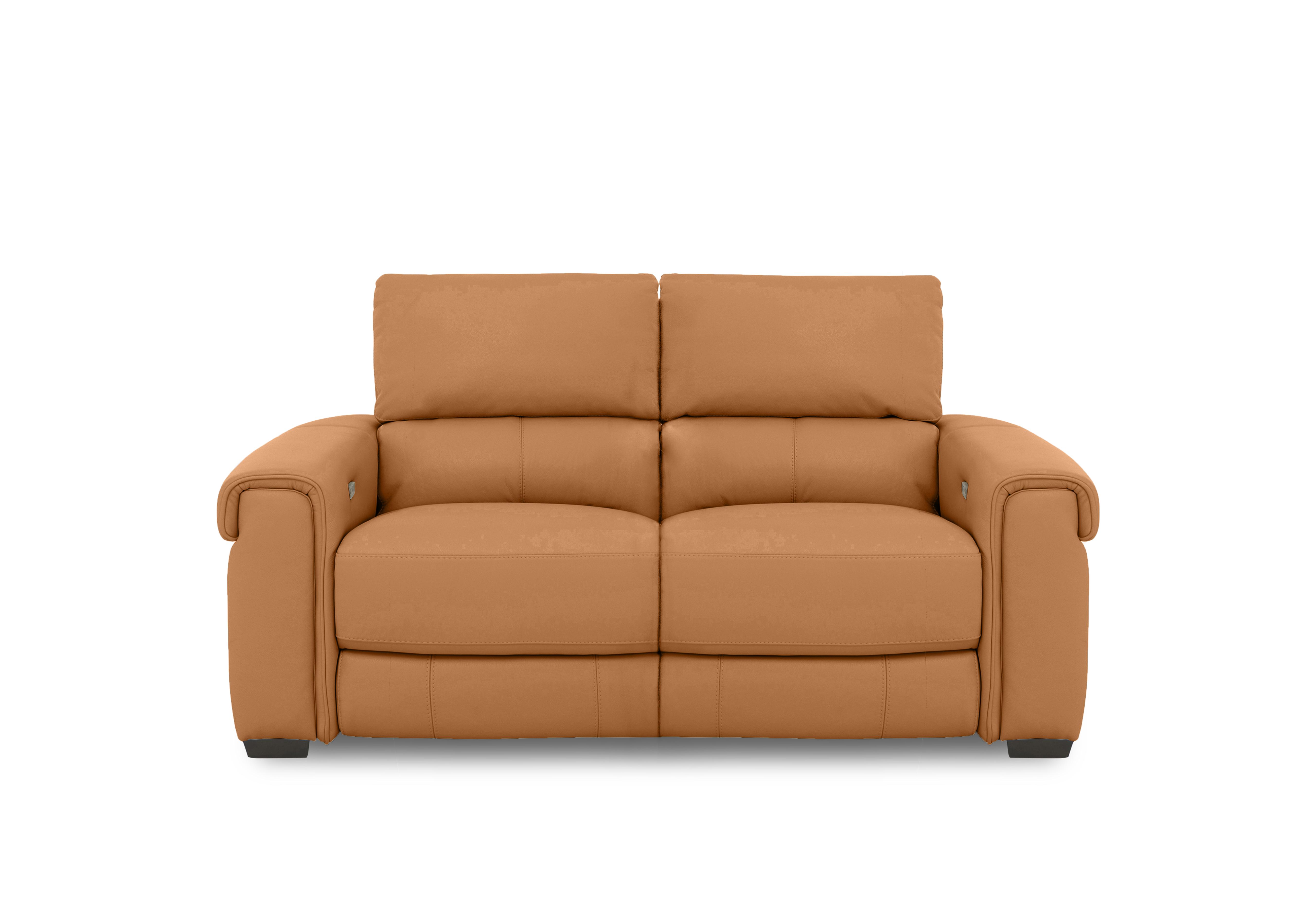 Nixon Leather 2 Seater Sofa in Bv-335e Honey Yellow on Furniture Village
