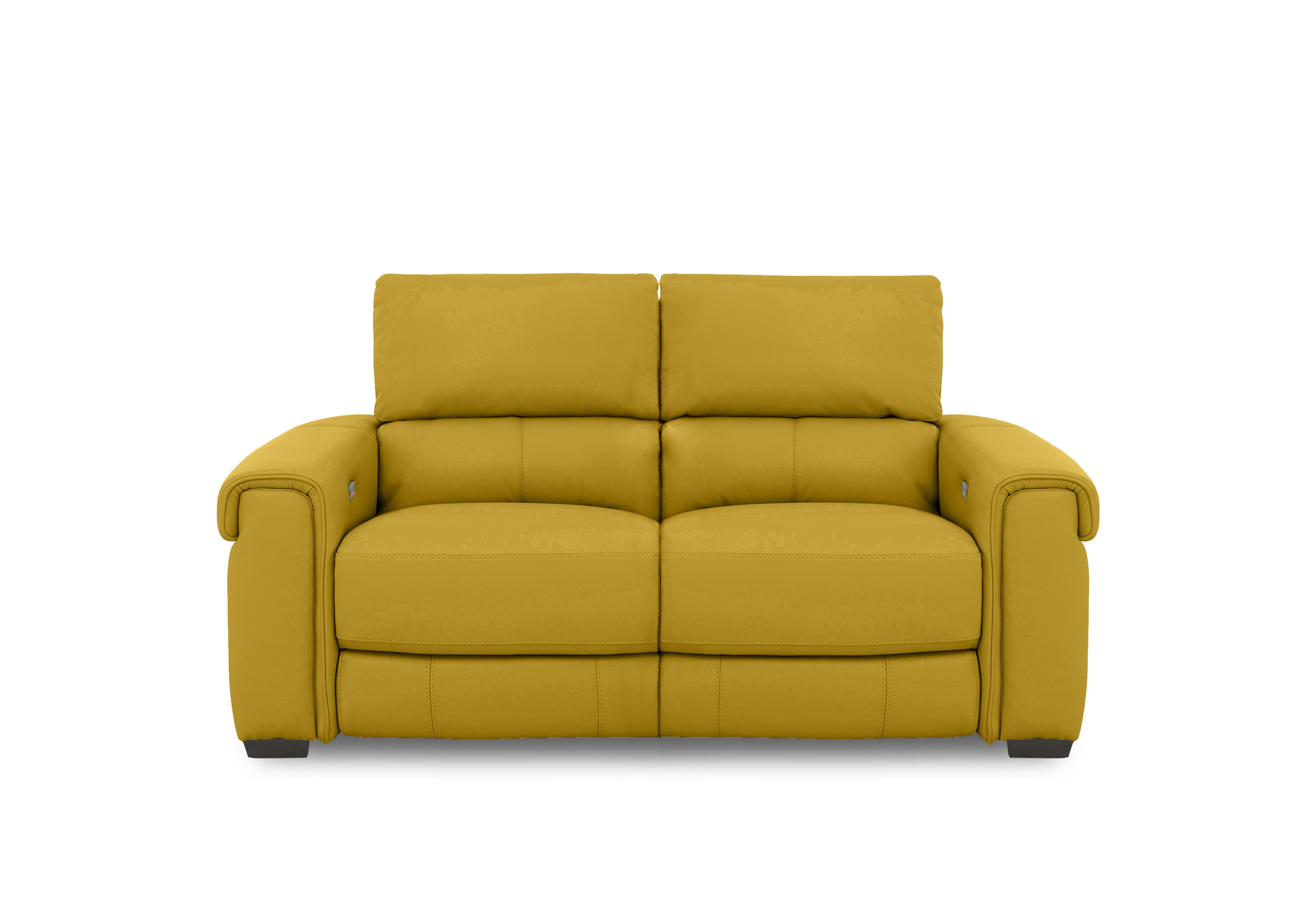 Nixon Leather 2 Seater Sofa in Nw-663e Yellow on Furniture Village