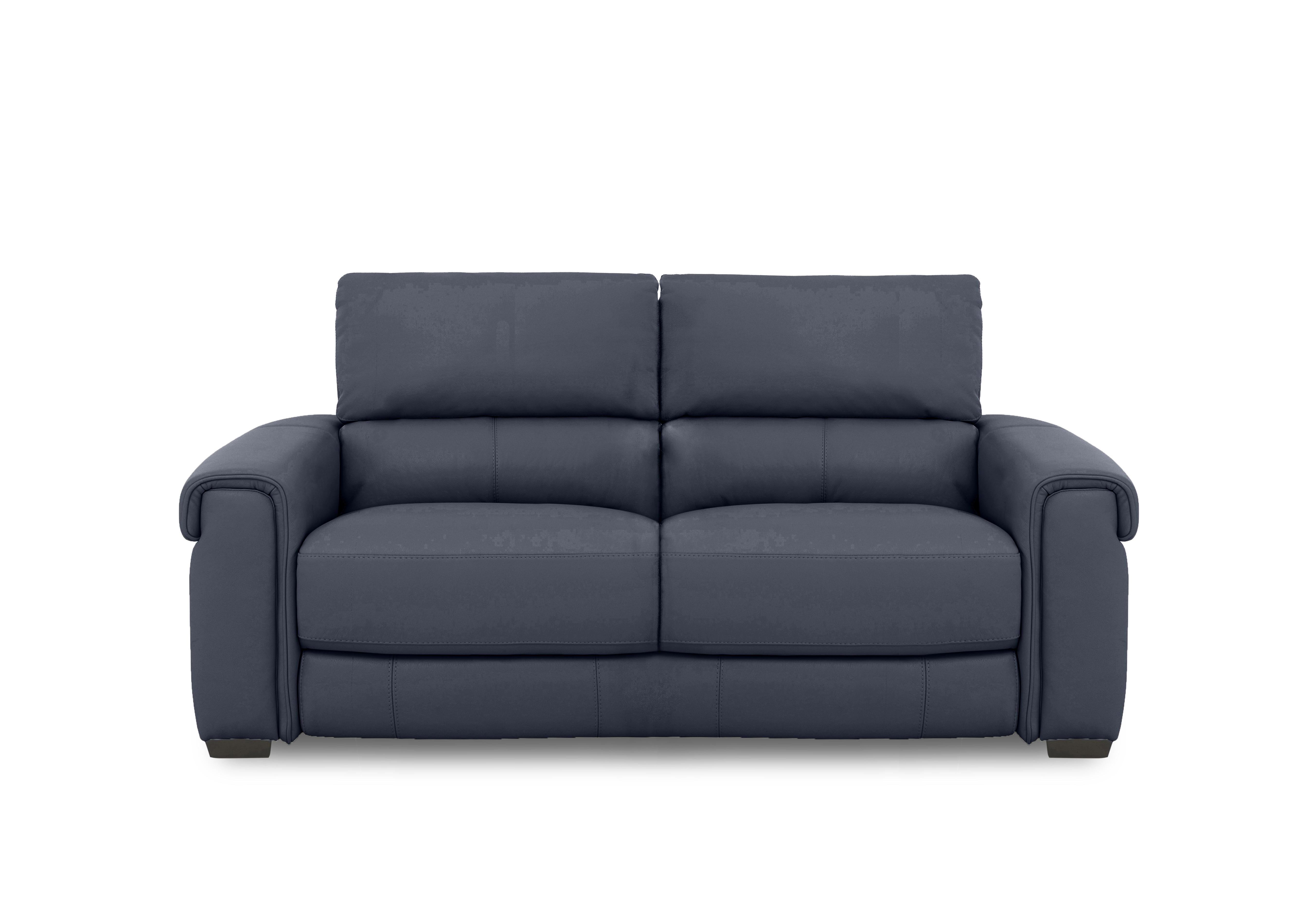 Nixon Leather 3 Seater Sofa in Bv-313e Ocean Blue on Furniture Village