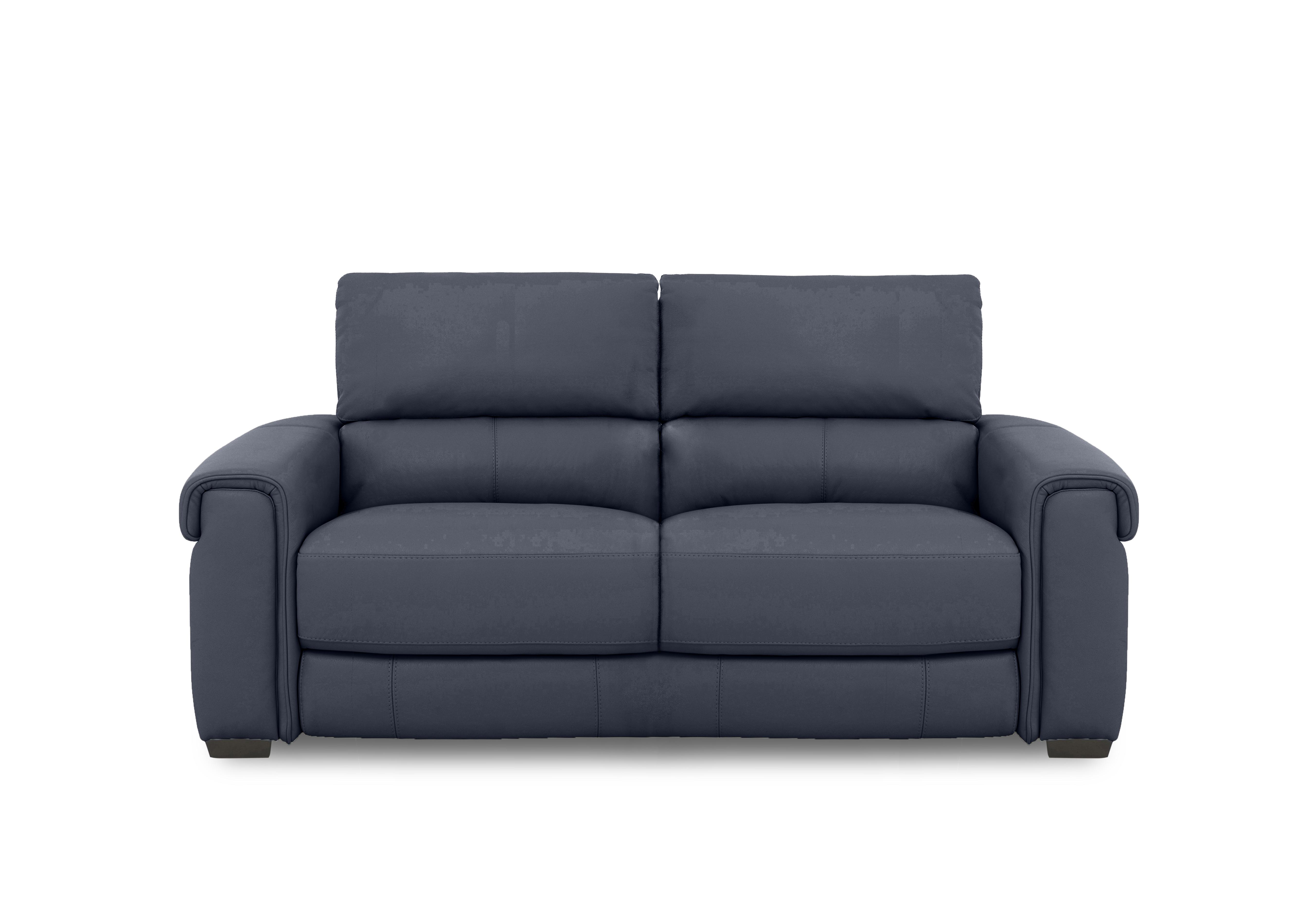 Nixon Leather 3 Seater Sofa in Bv-313e Ocean Blue on Furniture Village