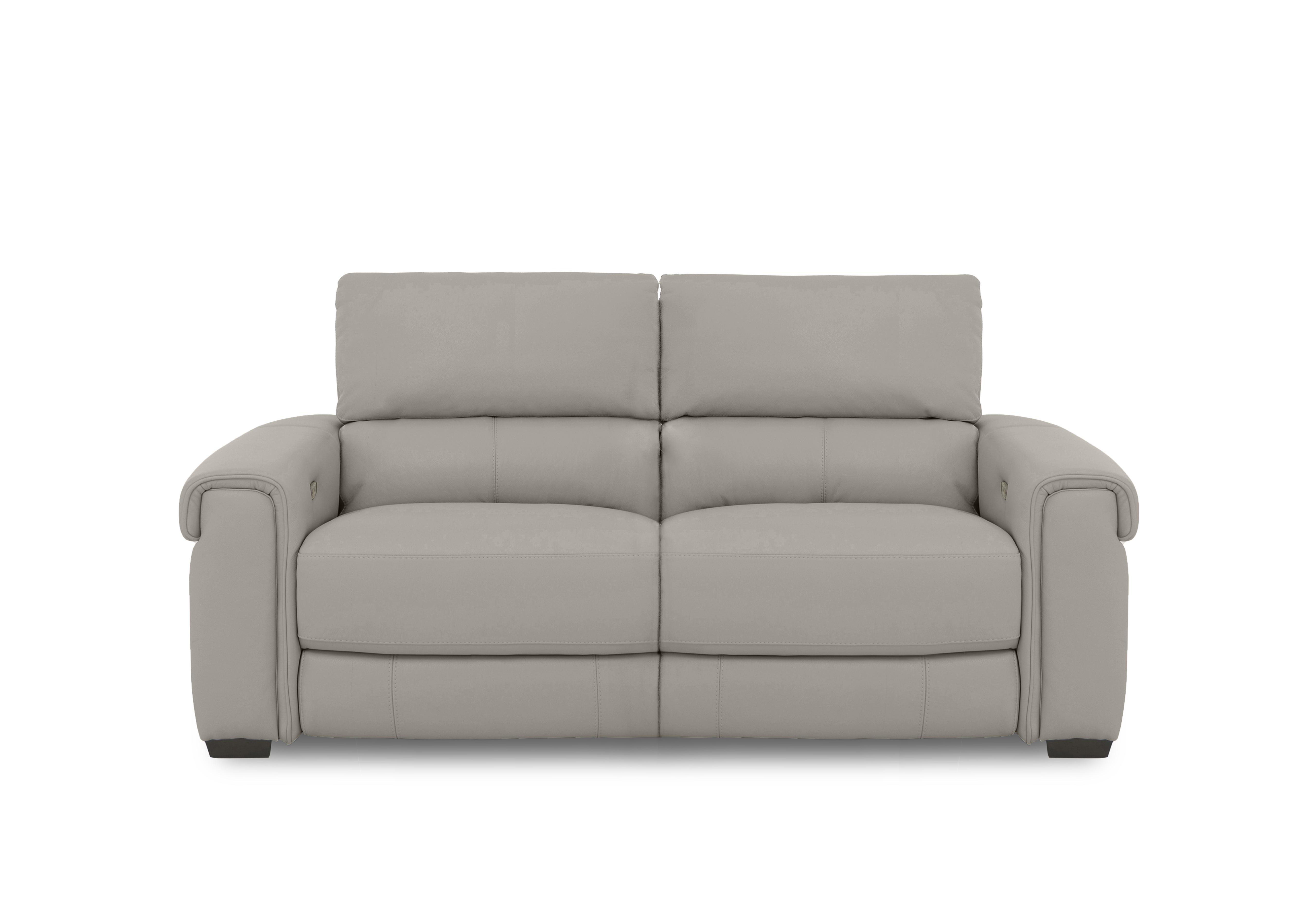 Nixon Leather 3 Seater Sofa in Bv-946b Silver Grey on Furniture Village