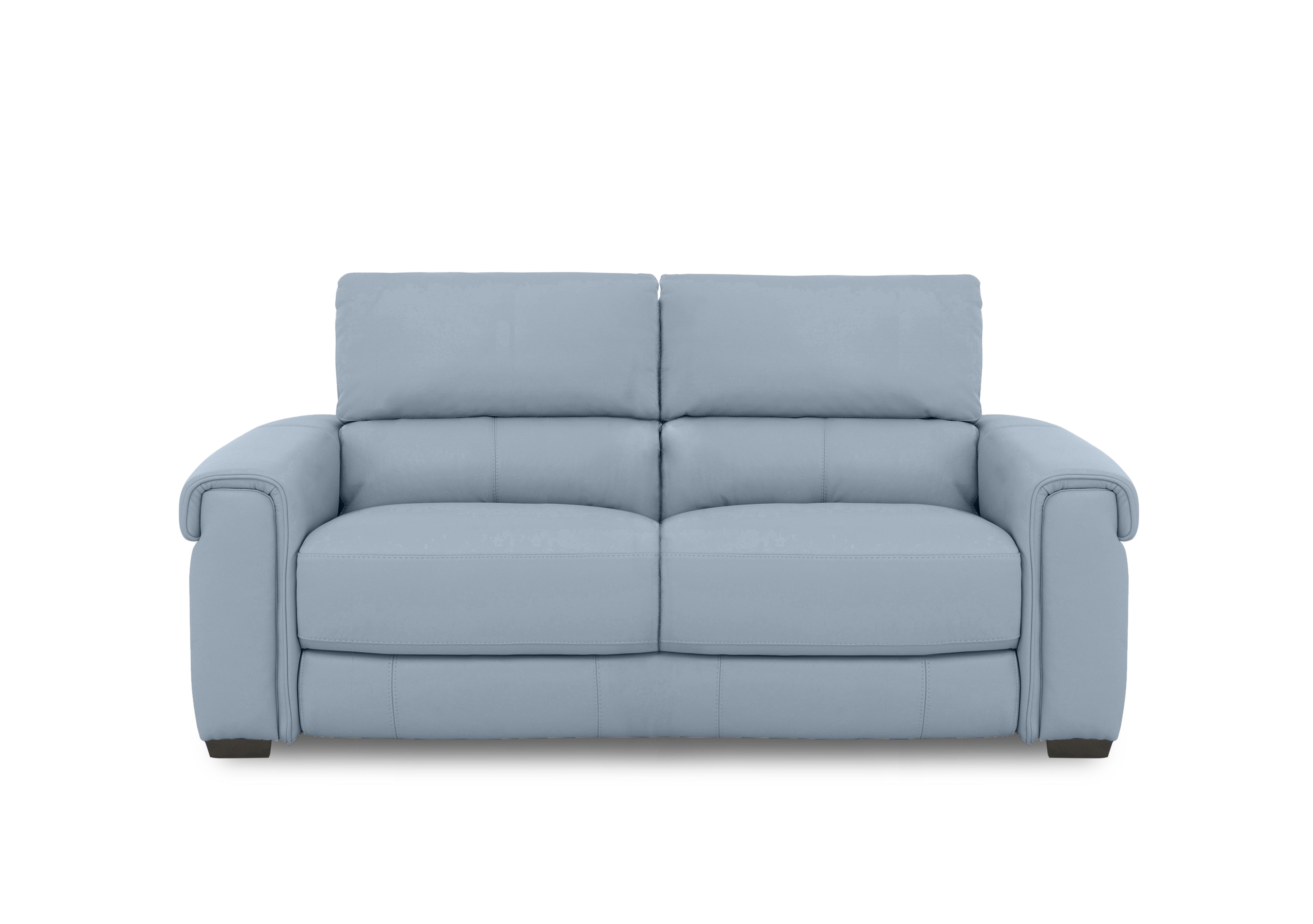 Nixon Leather 3 Seater Sofa in Nc-026e Pearl Blue on Furniture Village