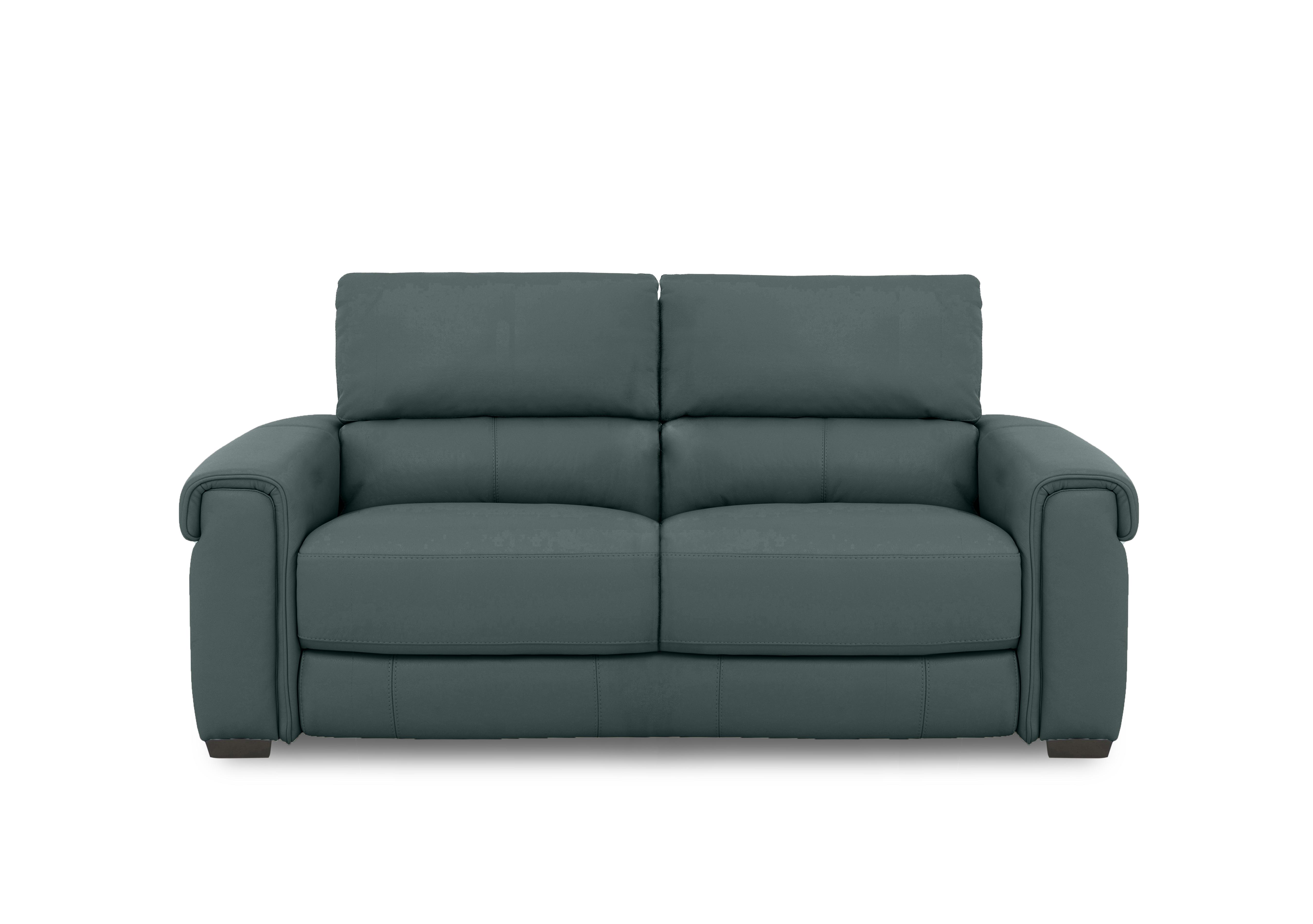 Nixon Leather 3 Seater Sofa in Nc-301e Lake Green on Furniture Village