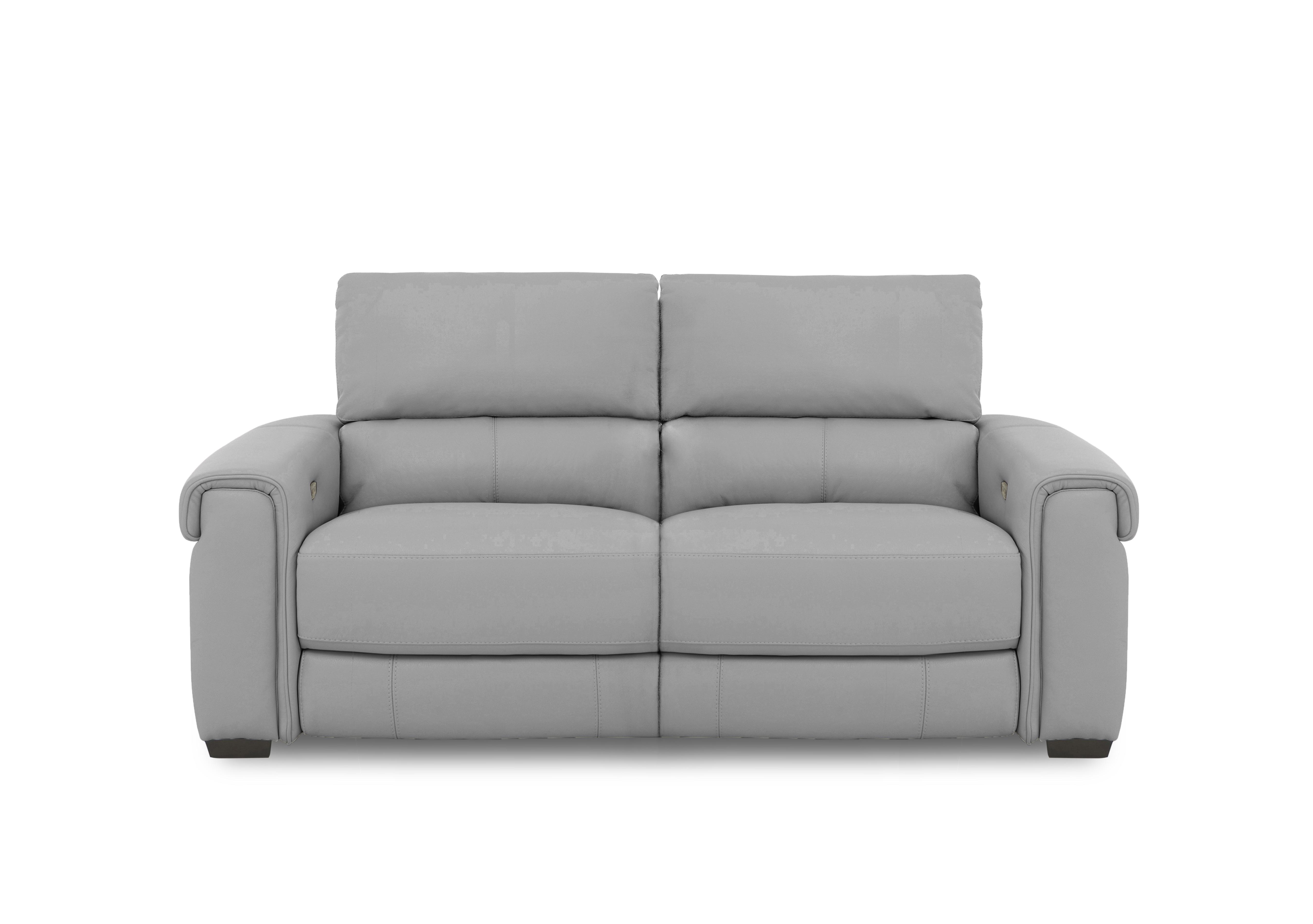 Nixon Leather 3 Seater Sofa in Nw-516e Light Grey on Furniture Village