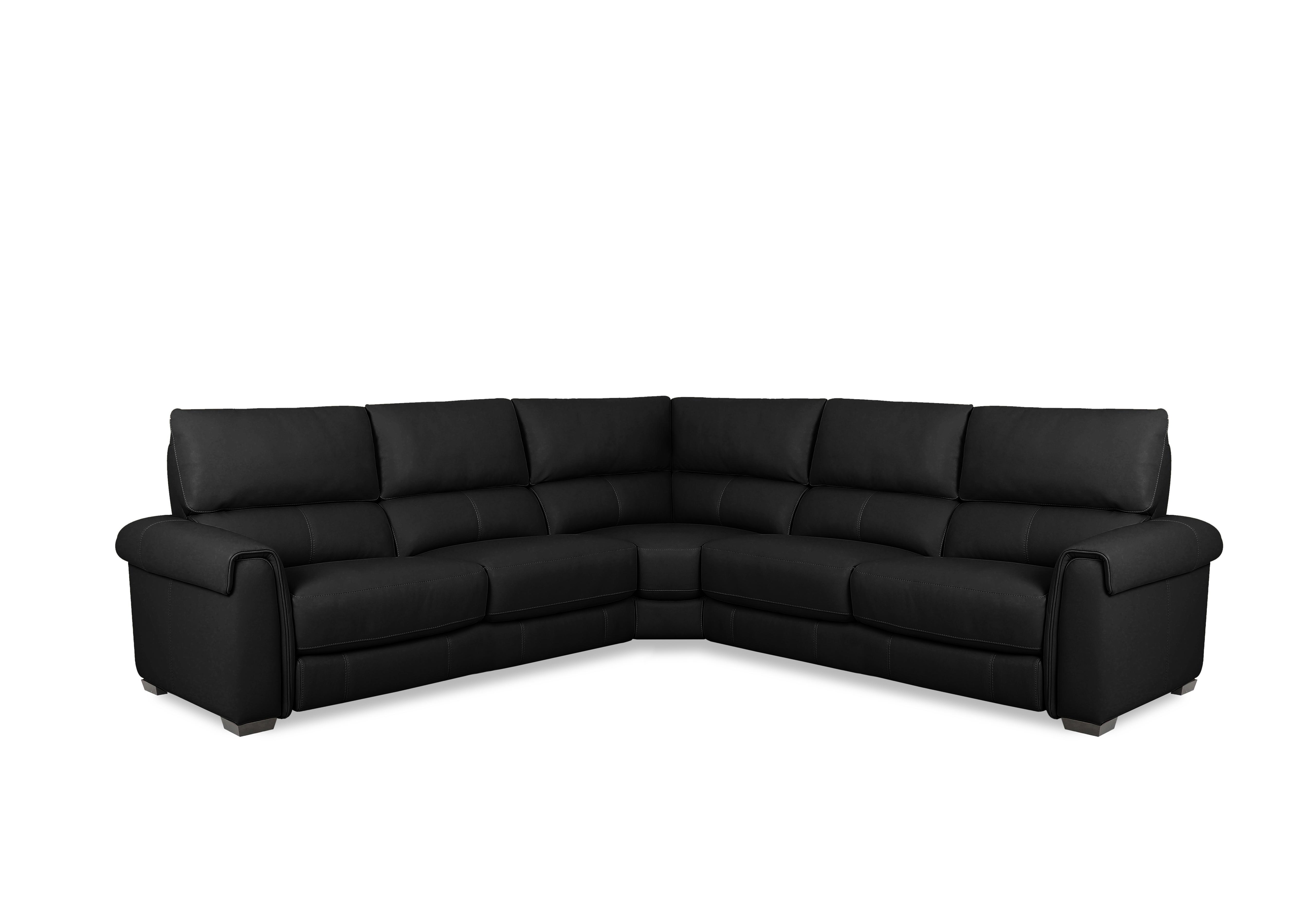 Nixon Leather Large Corner Sofa in An-671b Black on Furniture Village