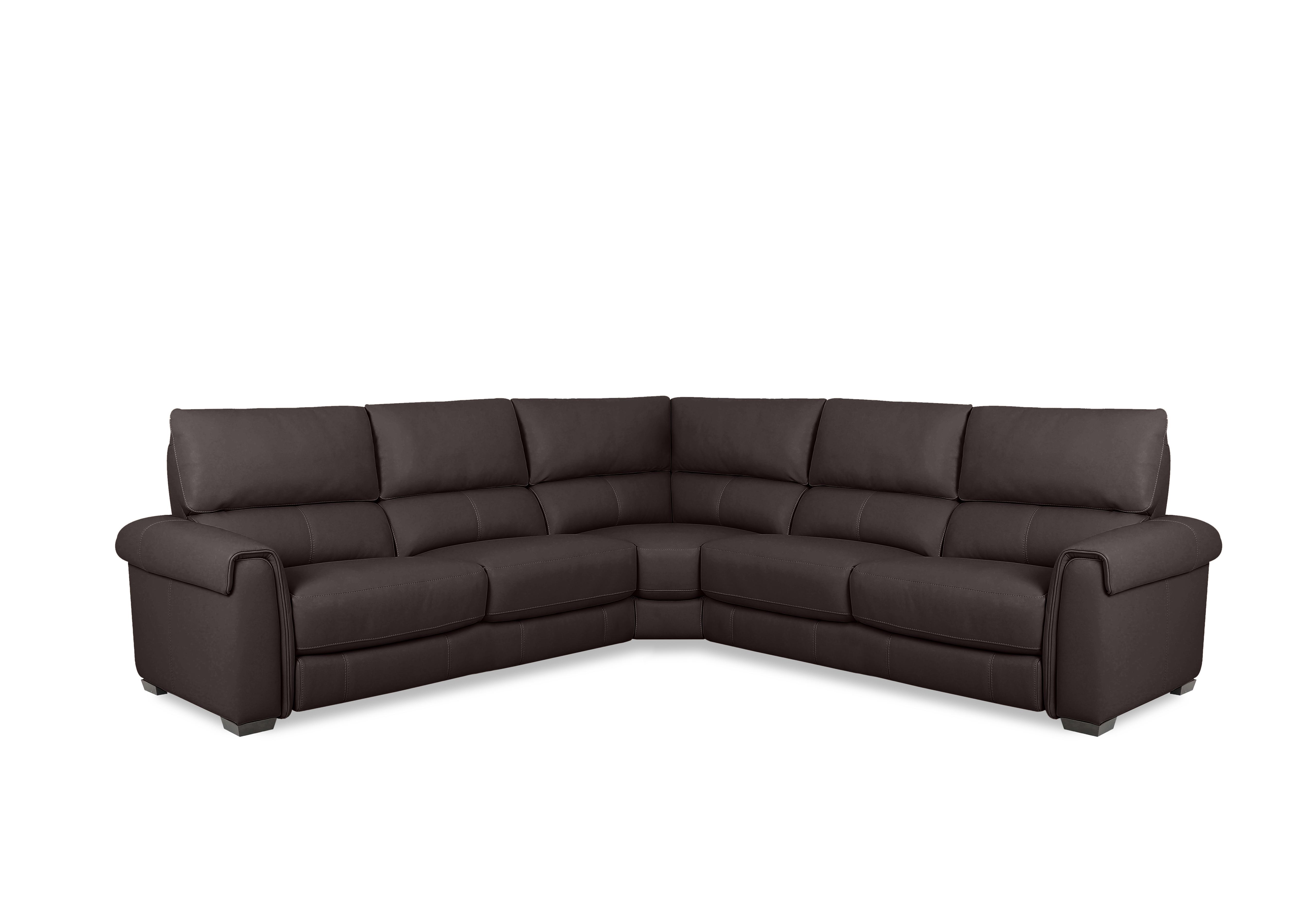 Nixon Leather Large Corner Sofa in An-727b Dark Brown on Furniture Village