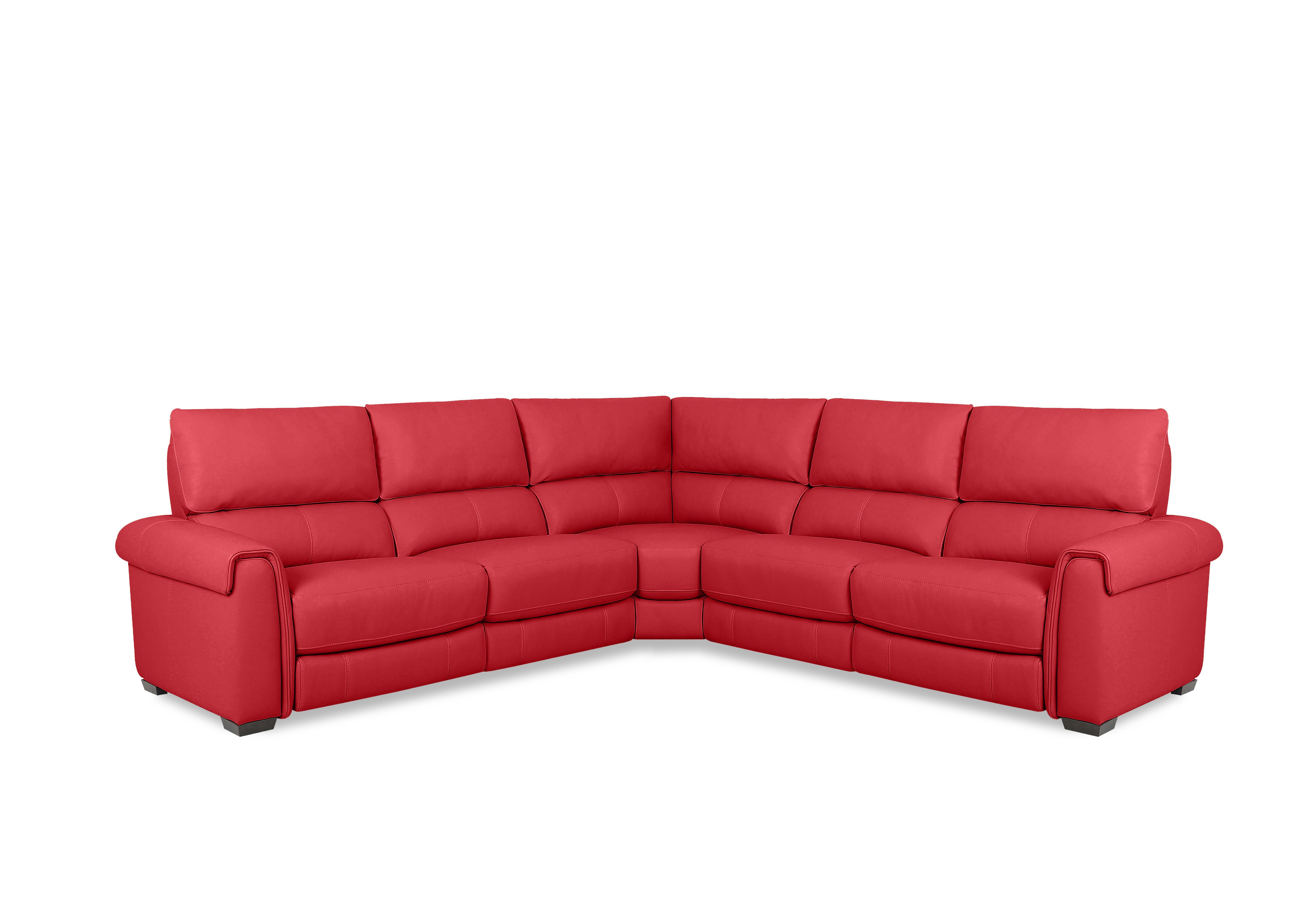 Nixon Leather Large Corner Sofa in Bv-0008 Pure Red on Furniture Village