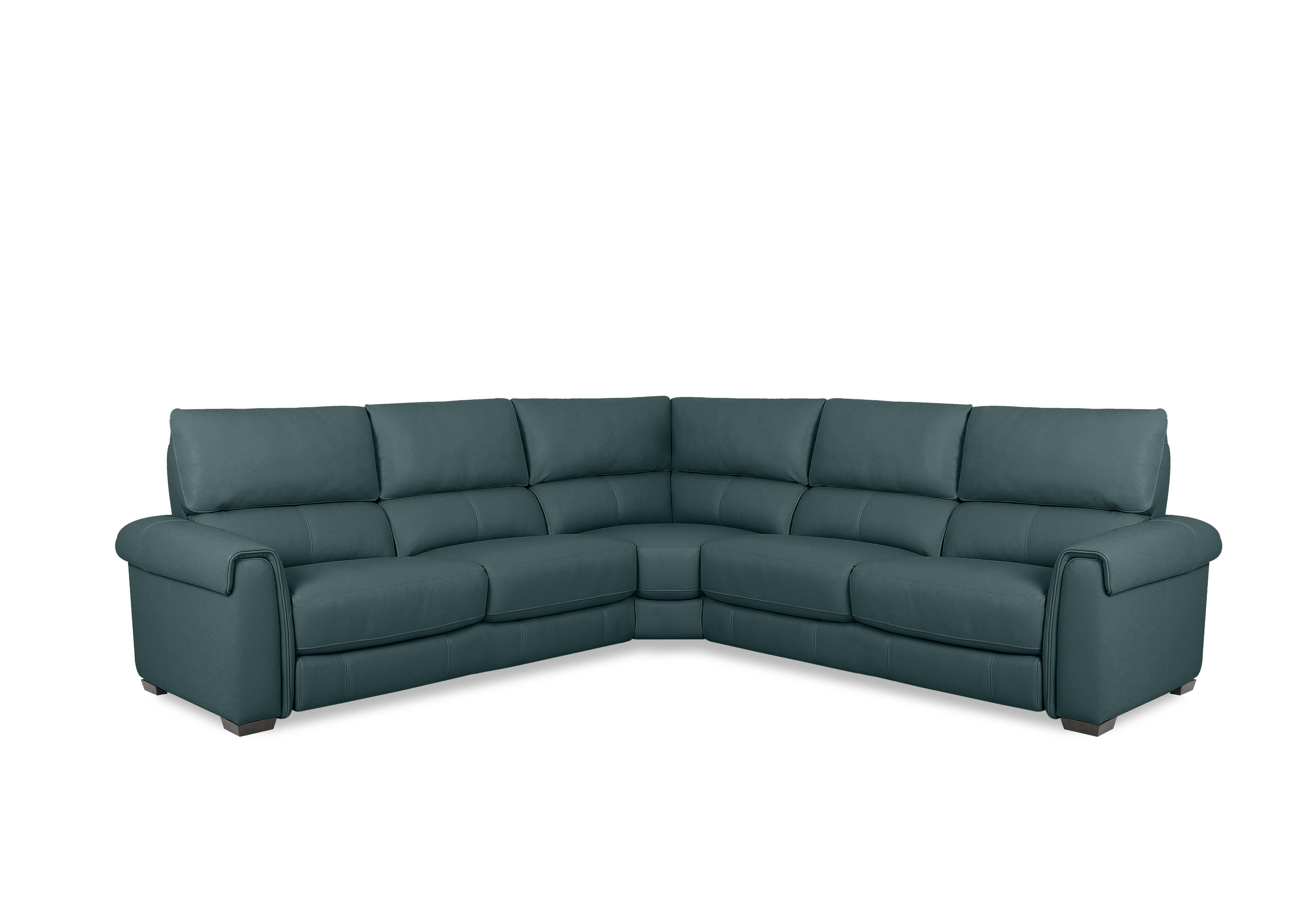 Nixon Leather Large Corner Sofa in Bv-301e Lake Green on Furniture Village