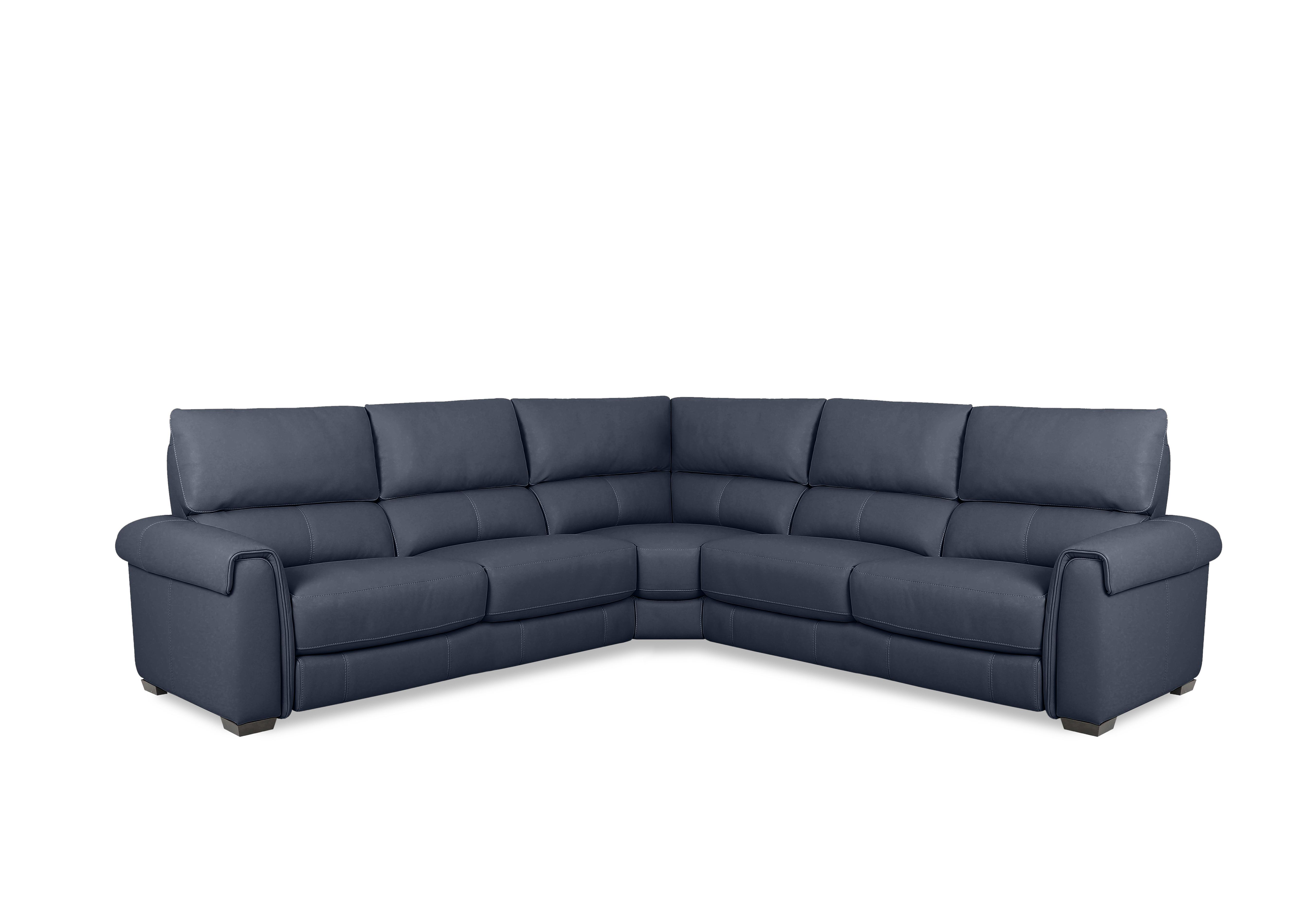 Nixon Leather Large Corner Sofa in Bv-313e Ocean Blue on Furniture Village