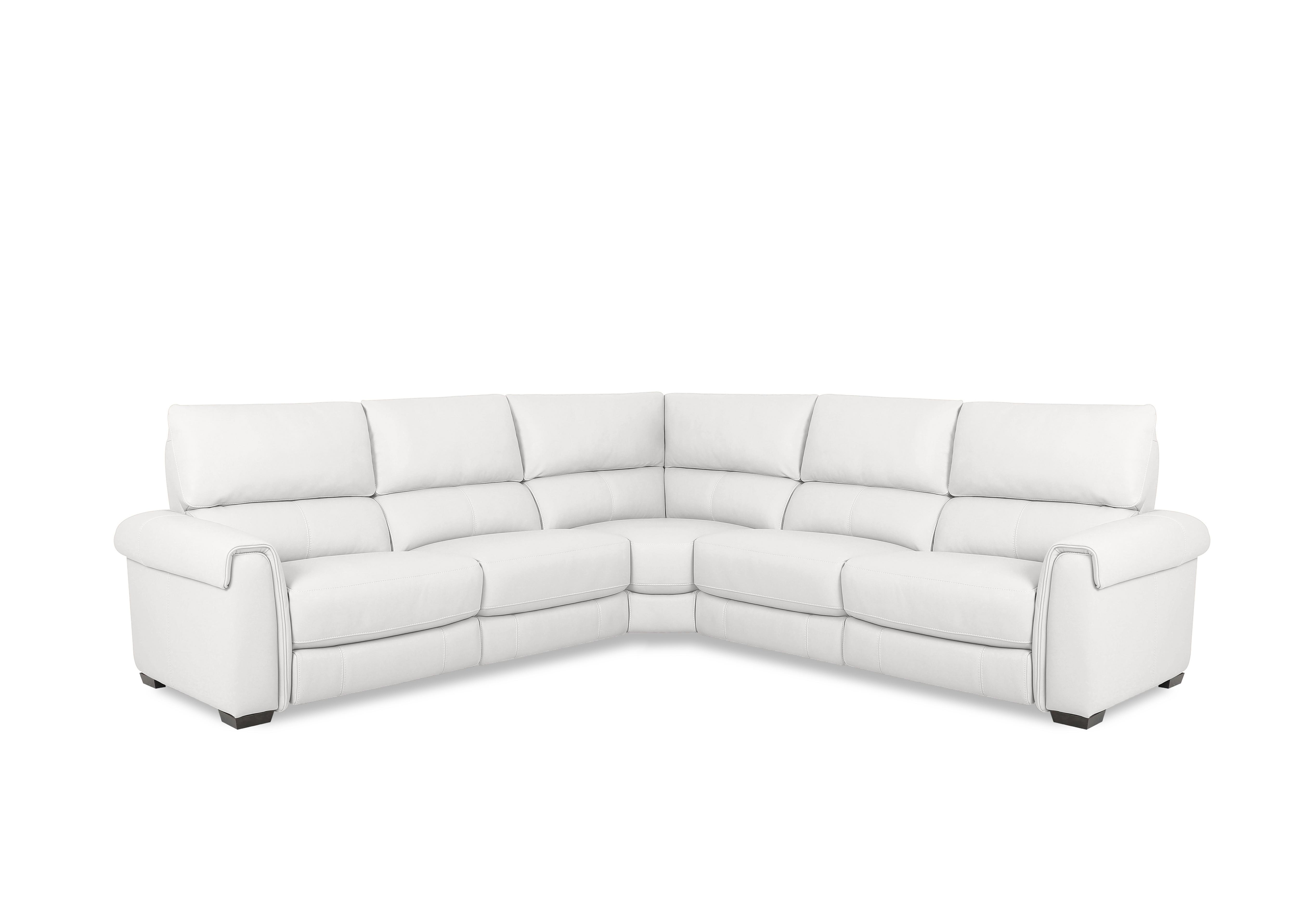 Nixon Leather Large Corner Sofa in Bv-744d Star White on Furniture Village