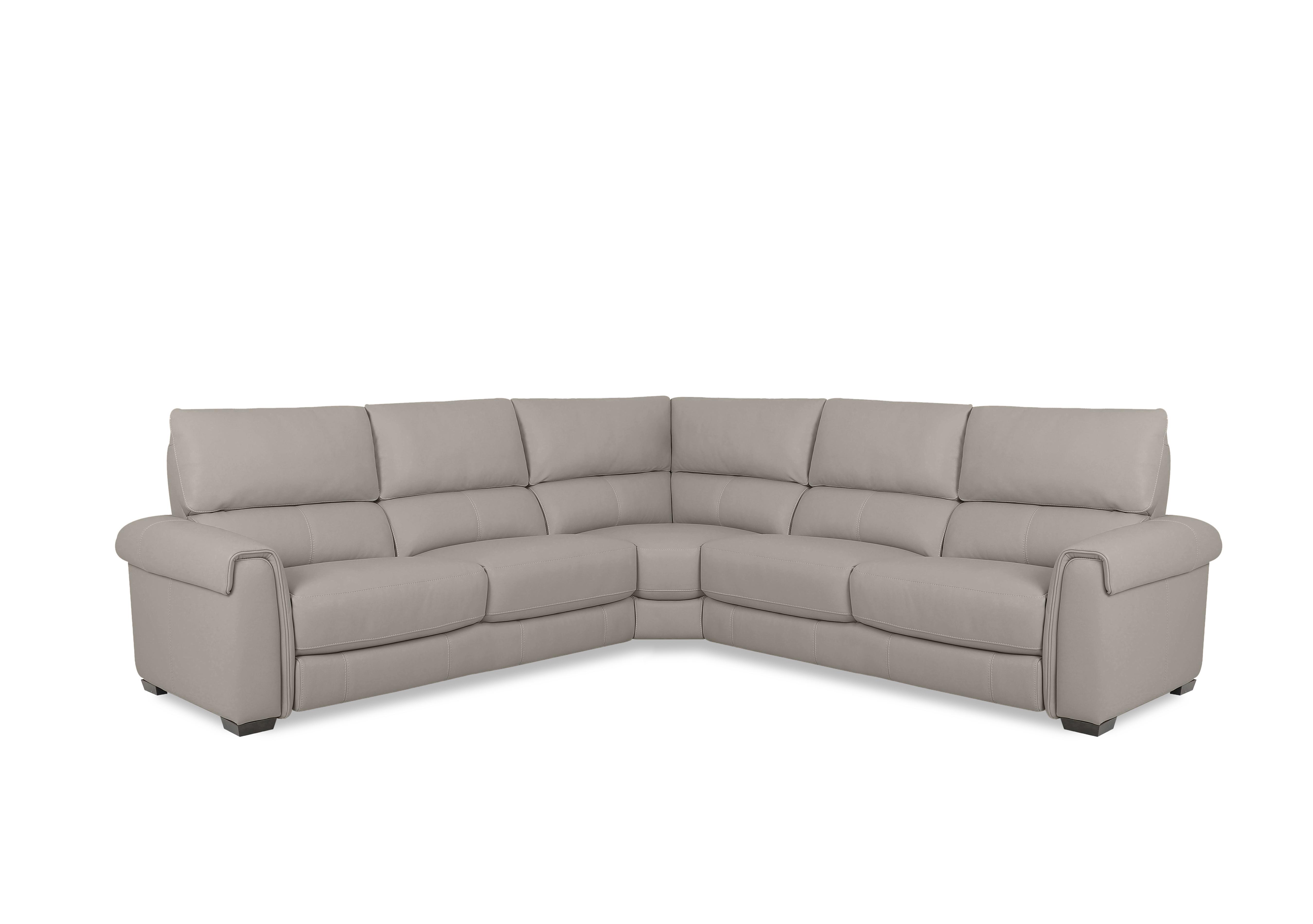 Nixon Leather Large Corner Sofa in Bv-946b Silver Grey on Furniture Village
