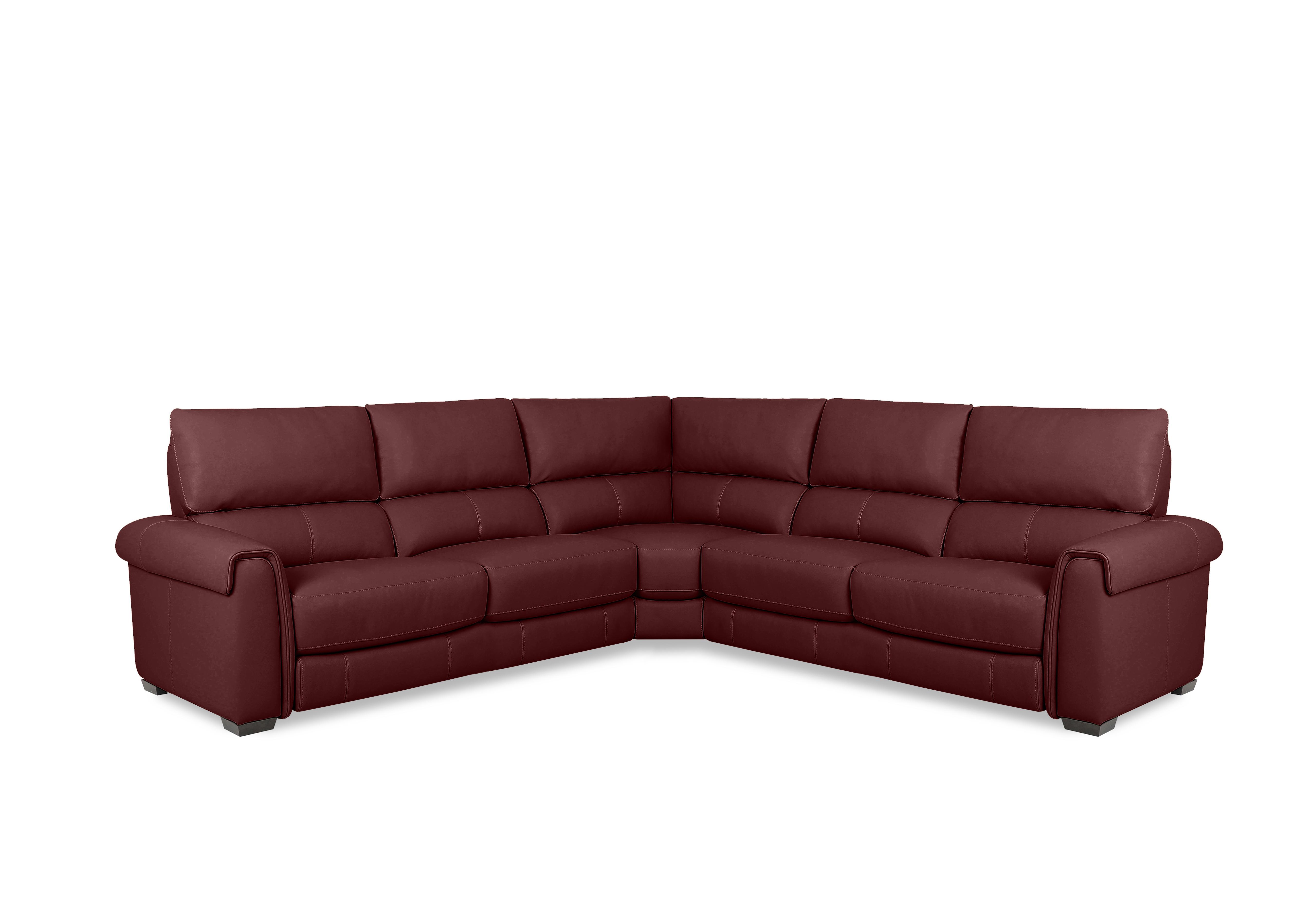Nixon Leather Large Corner Sofa in Hw-035c Deep Red on Furniture Village