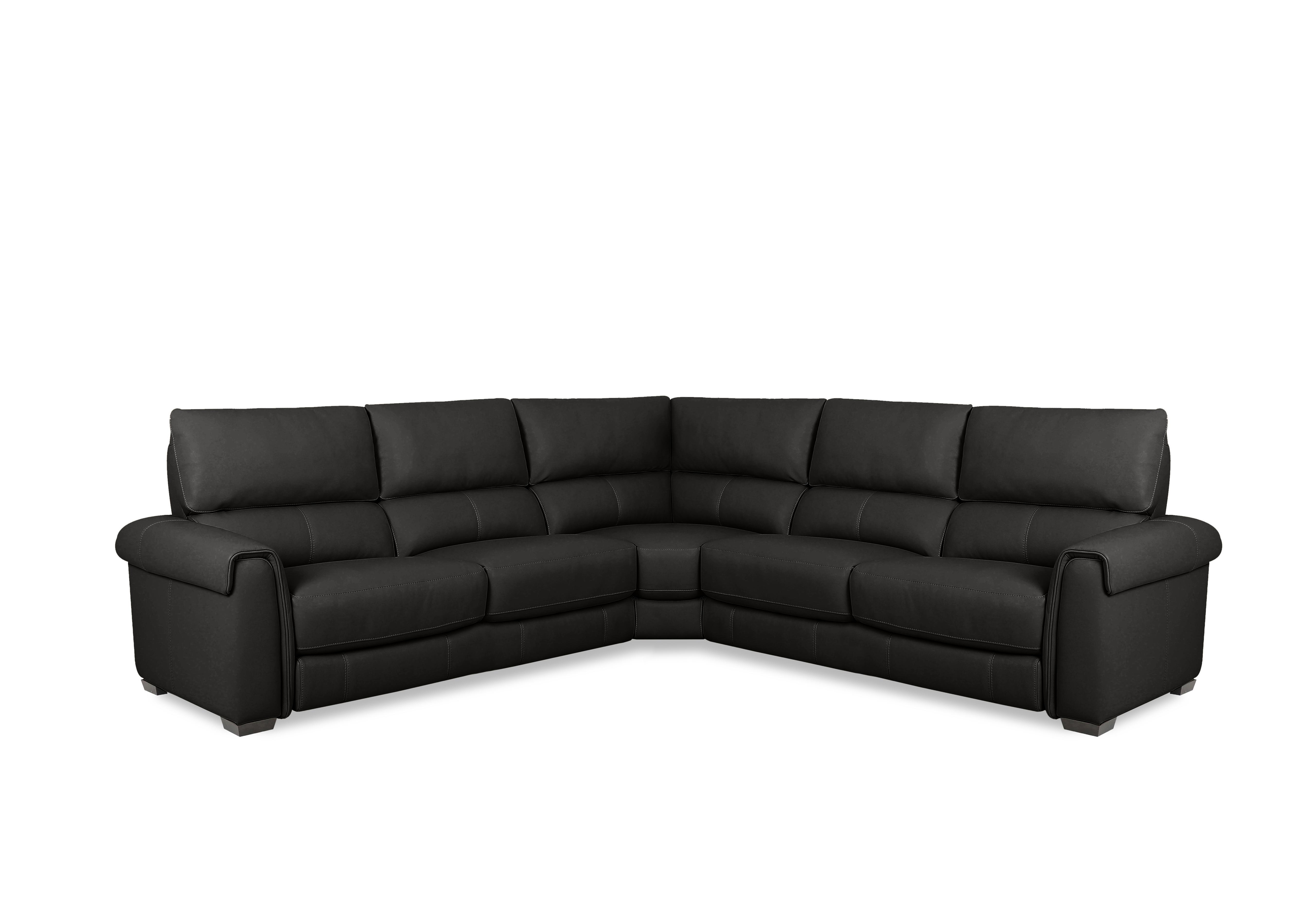 Nixon Leather Large Corner Sofa in Nc-023c Black on Furniture Village