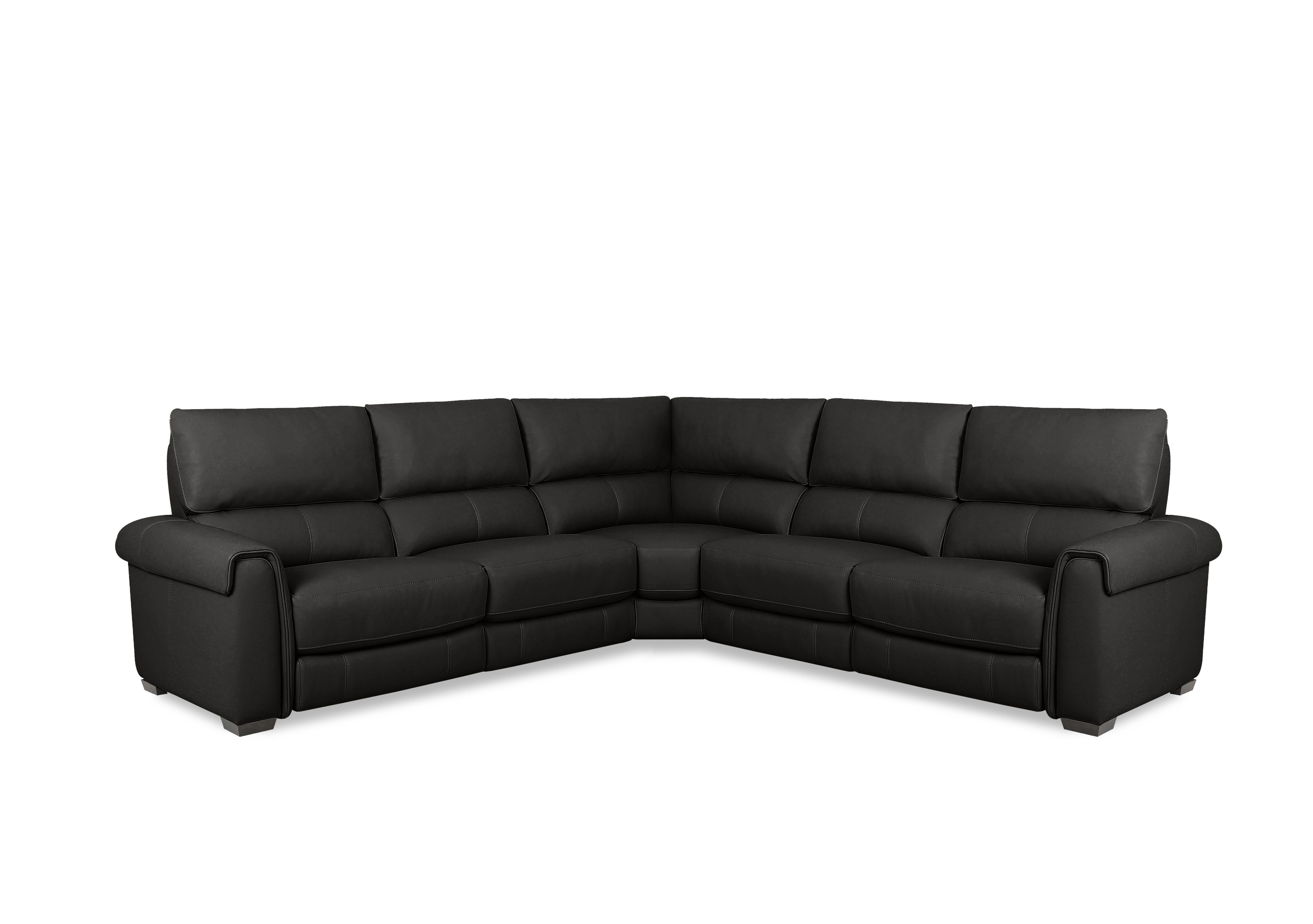 Nixon Leather Large Corner Sofa in Nc-023c Black on Furniture Village