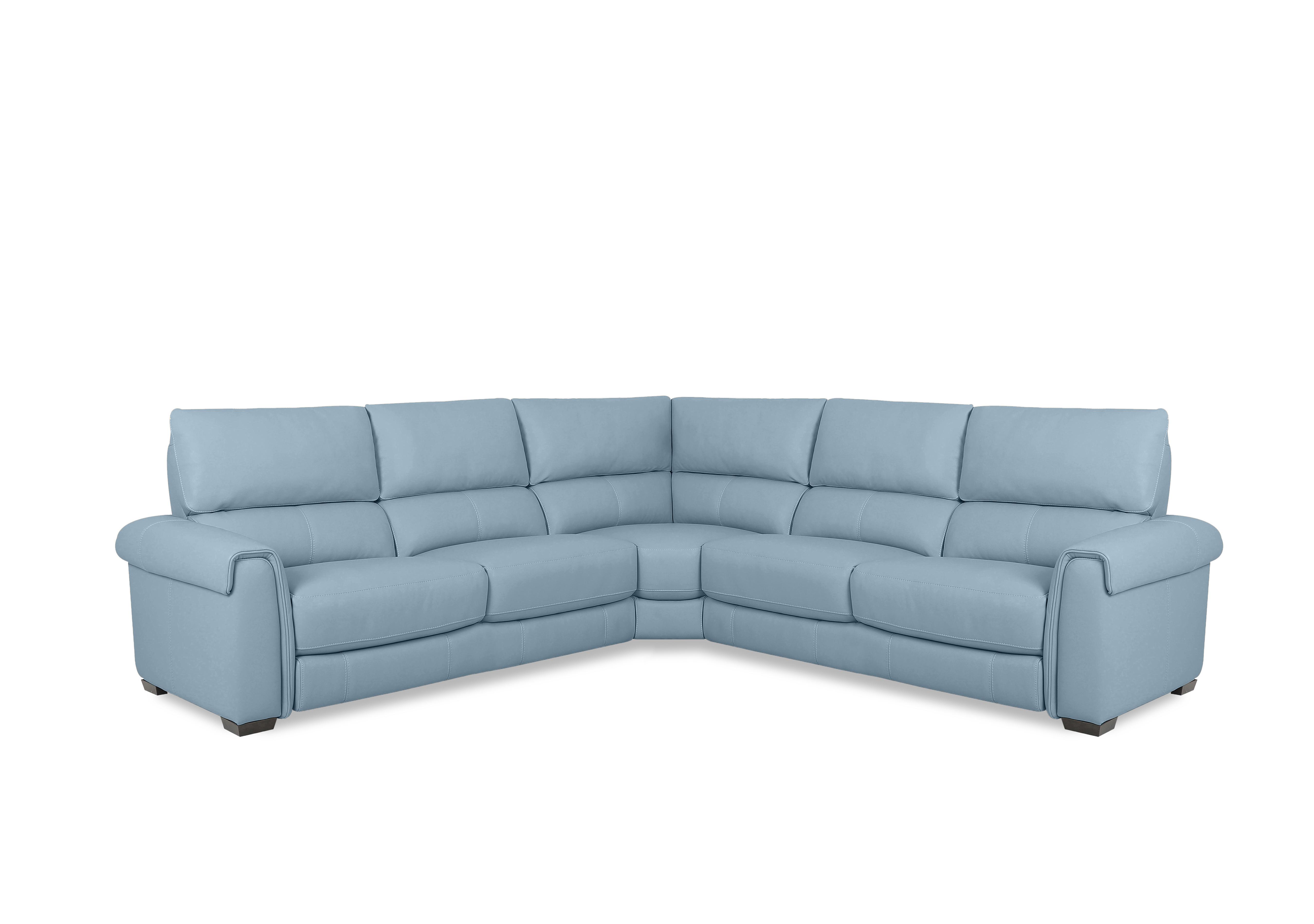 Nixon Leather Large Corner Sofa in Nc-026e Pearl Blue on Furniture Village