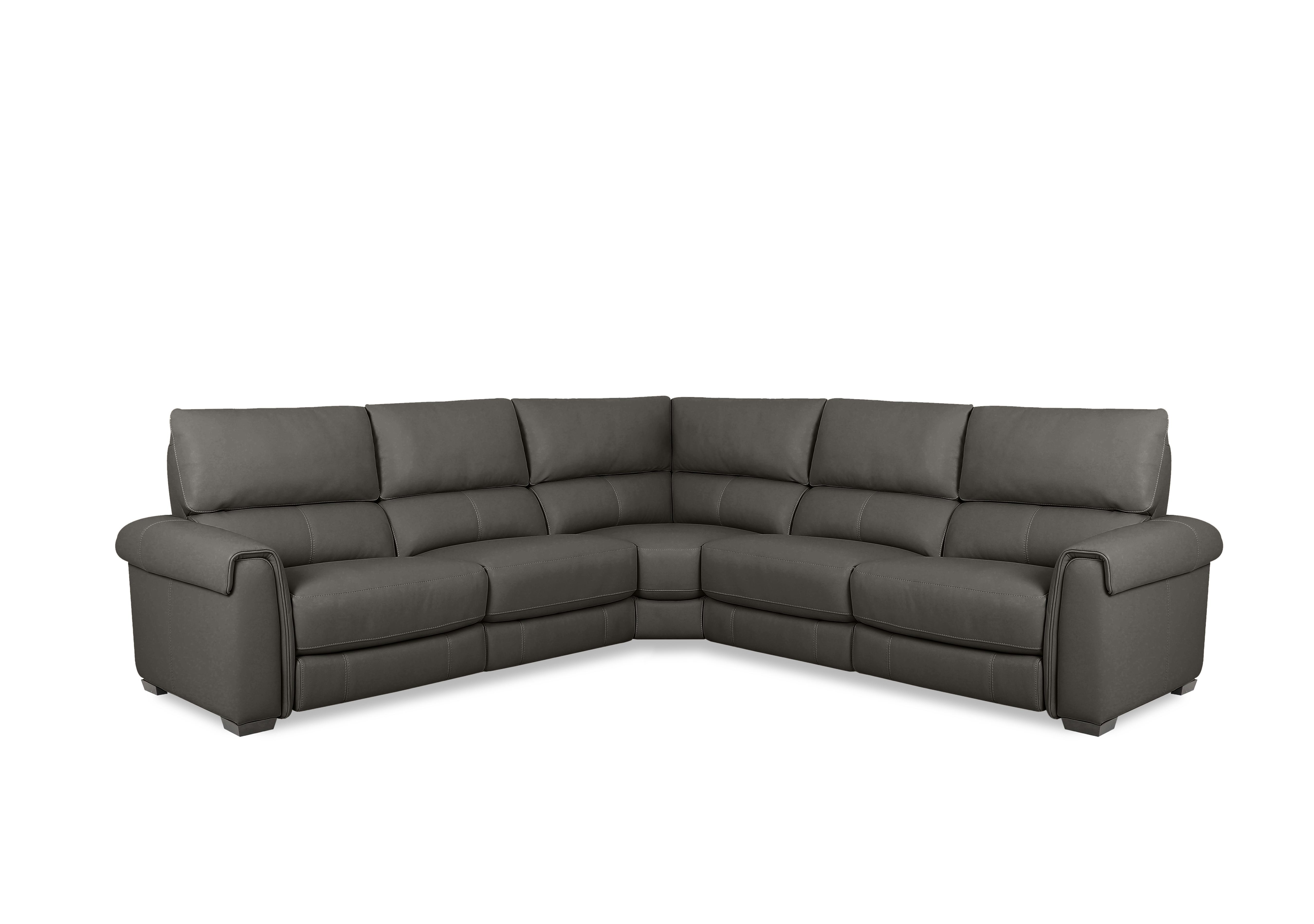 Nixon Leather Large Corner Sofa in Nc-088e Charcoal Grey on Furniture Village