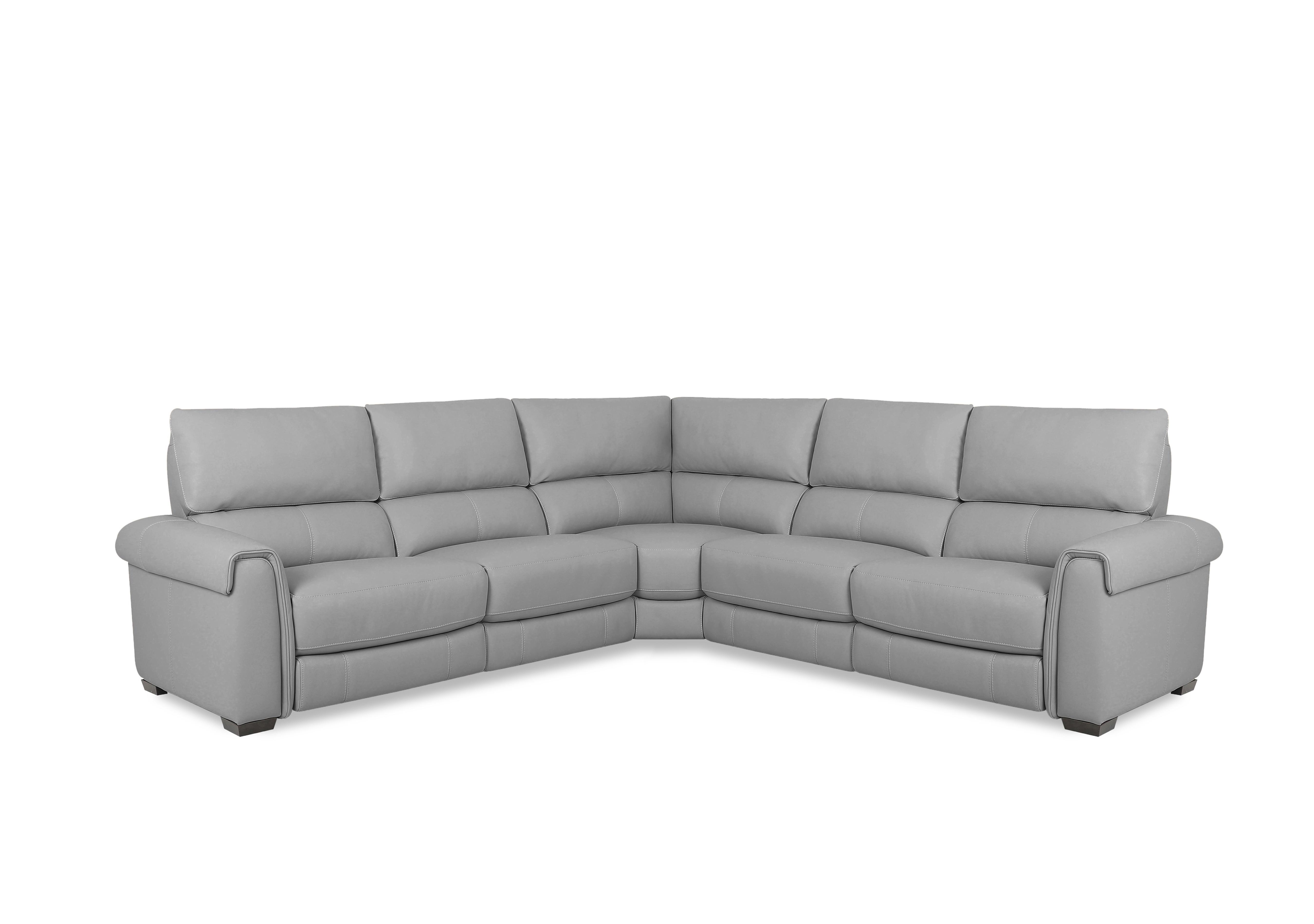 Nixon Leather Large Corner Sofa in Nw-516e Light Grey on Furniture Village