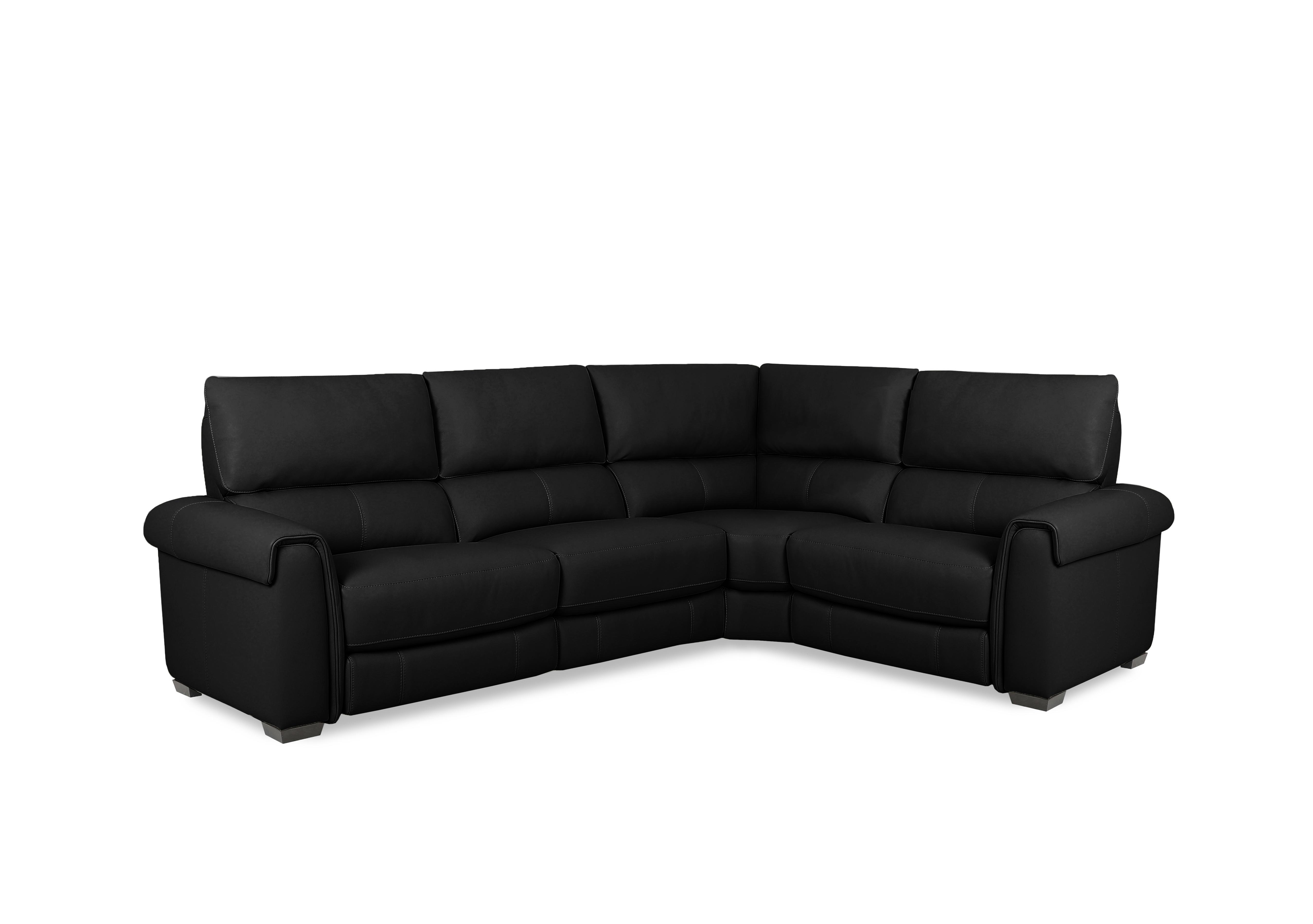 Nixon Leather Corner Sofa in An-671b Black on Furniture Village